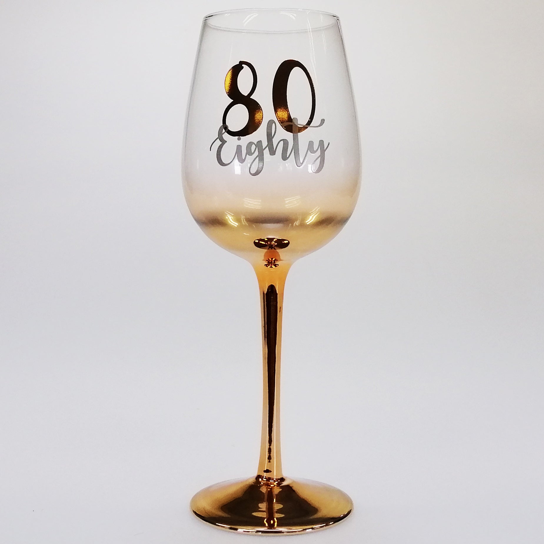 80th Birthday Gold Ombre Wine Glass