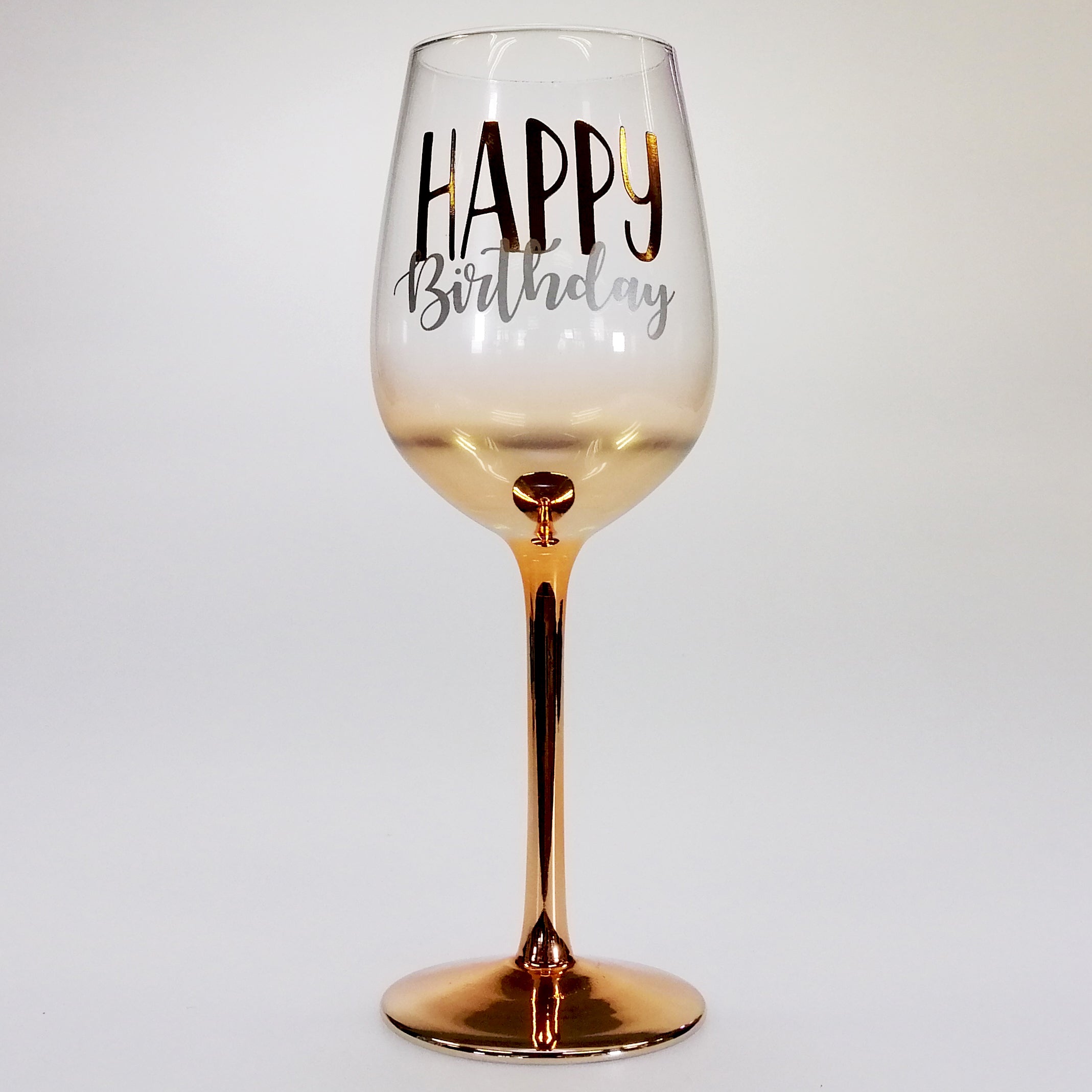 Gold Ombre 'Happy Birthday' Wine Glass