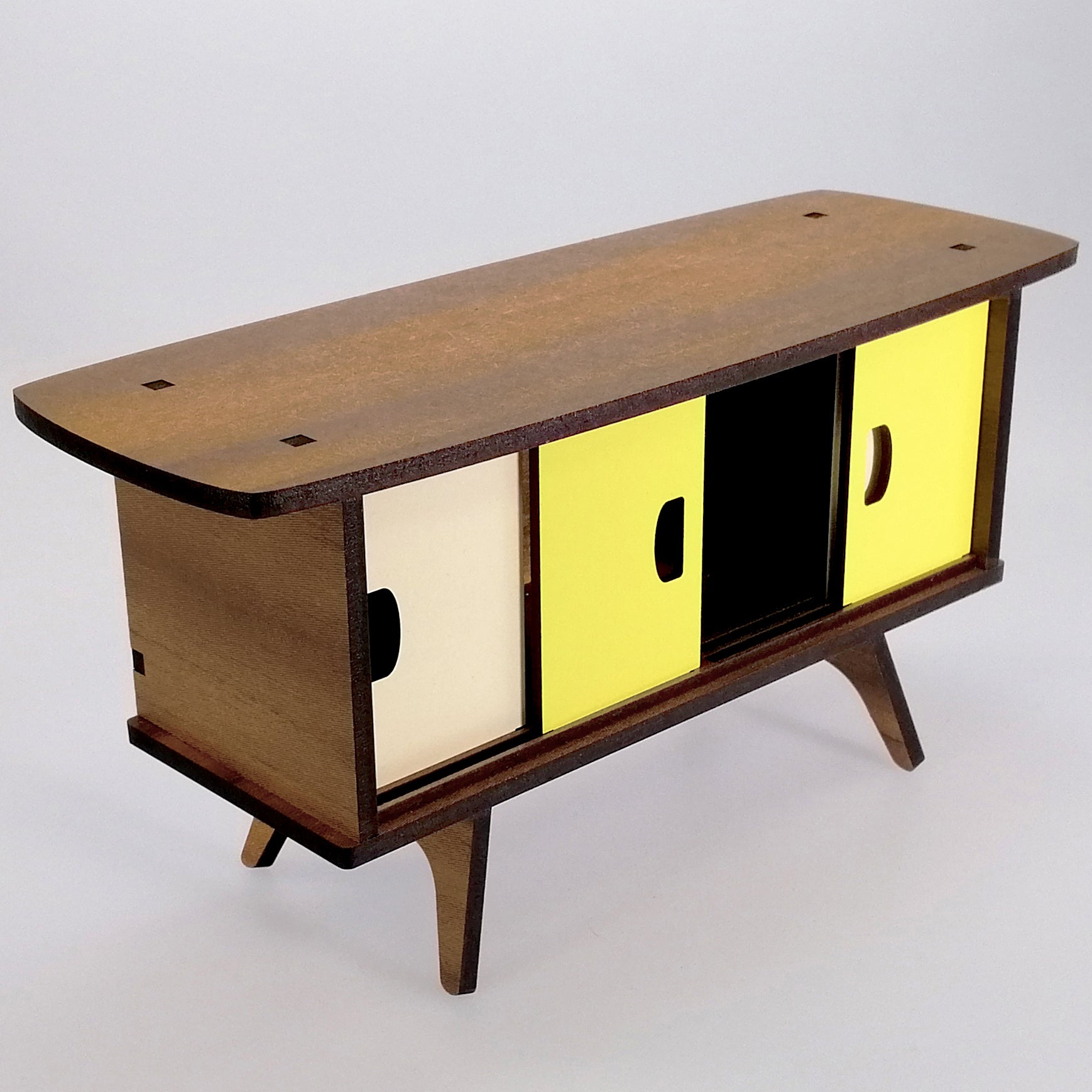Four-Door Mini Cabinet Woodcraft - Cream & Yellow