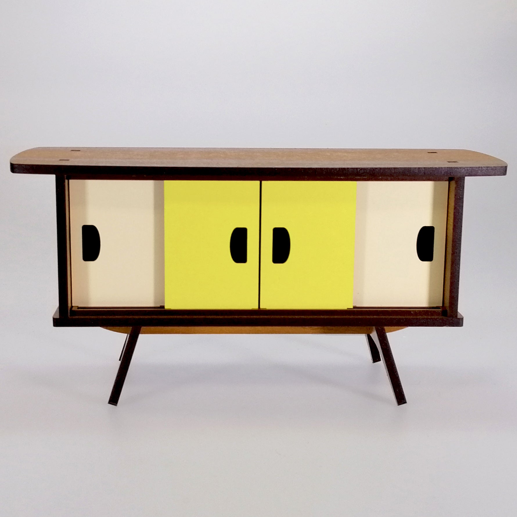 Four-Door Mini Cabinet Woodcraft - Cream & Yellow