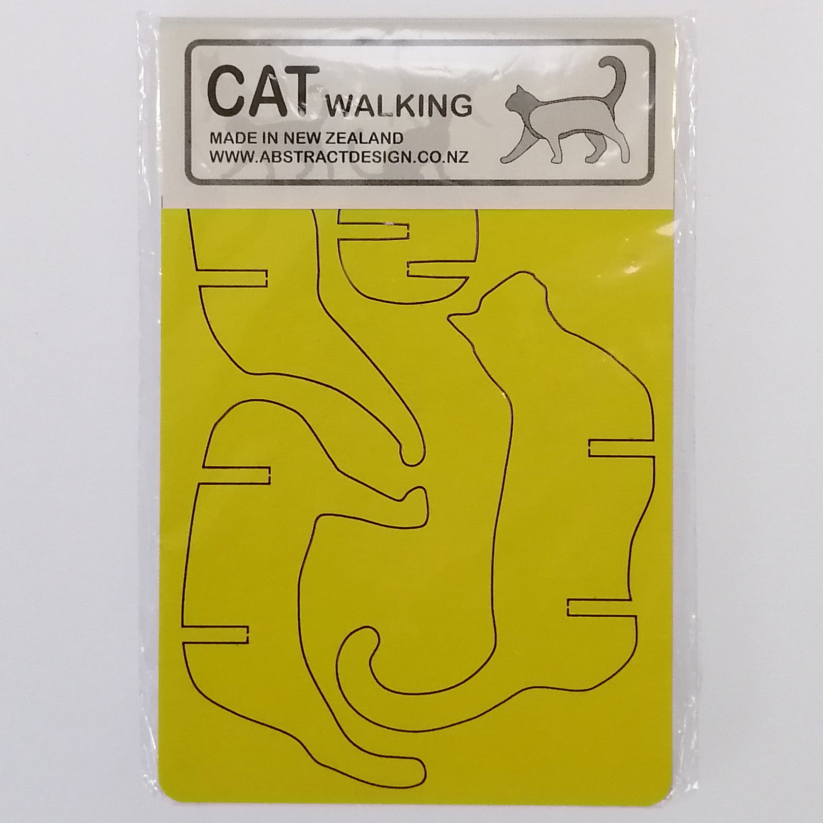 Flat-pack Kitset Wooden Model - Cat Walking - Yellow