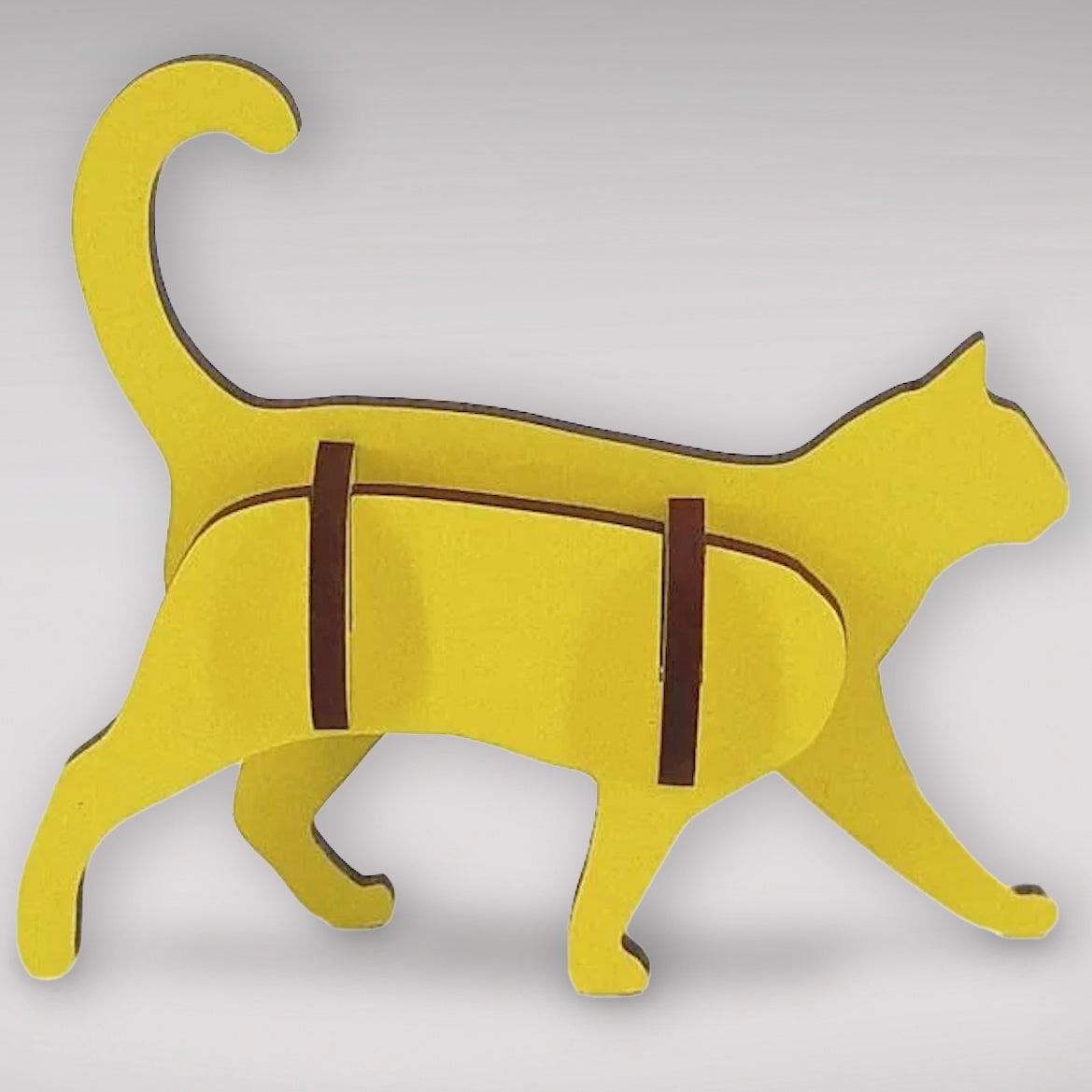 Flat-pack Kitset Wooden Model - Cat Walking - Yellow