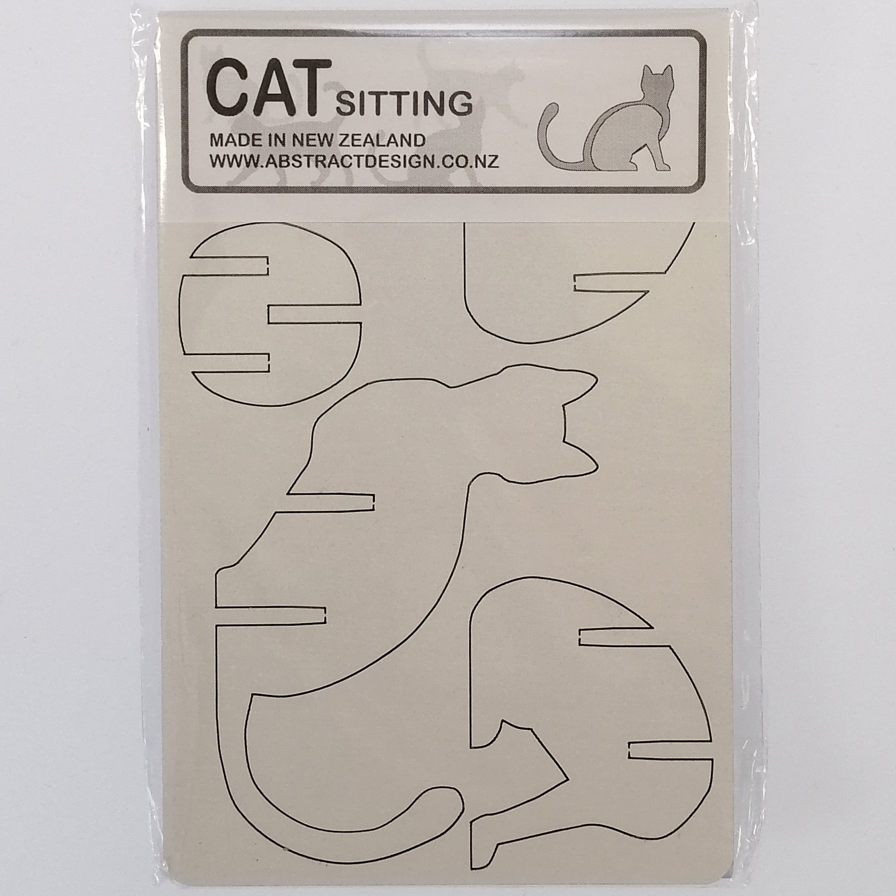Flat-pack Kitset Wooden Model - Cat Sitting - White