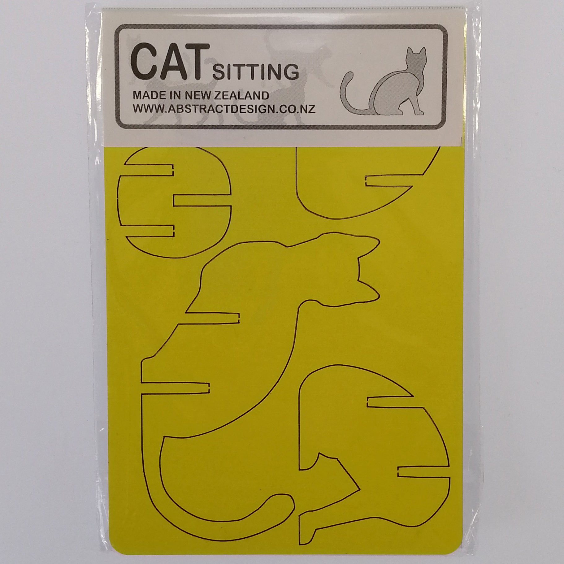 Flat-pack Kitset Wooden Model - Cat Sitting - Yellow