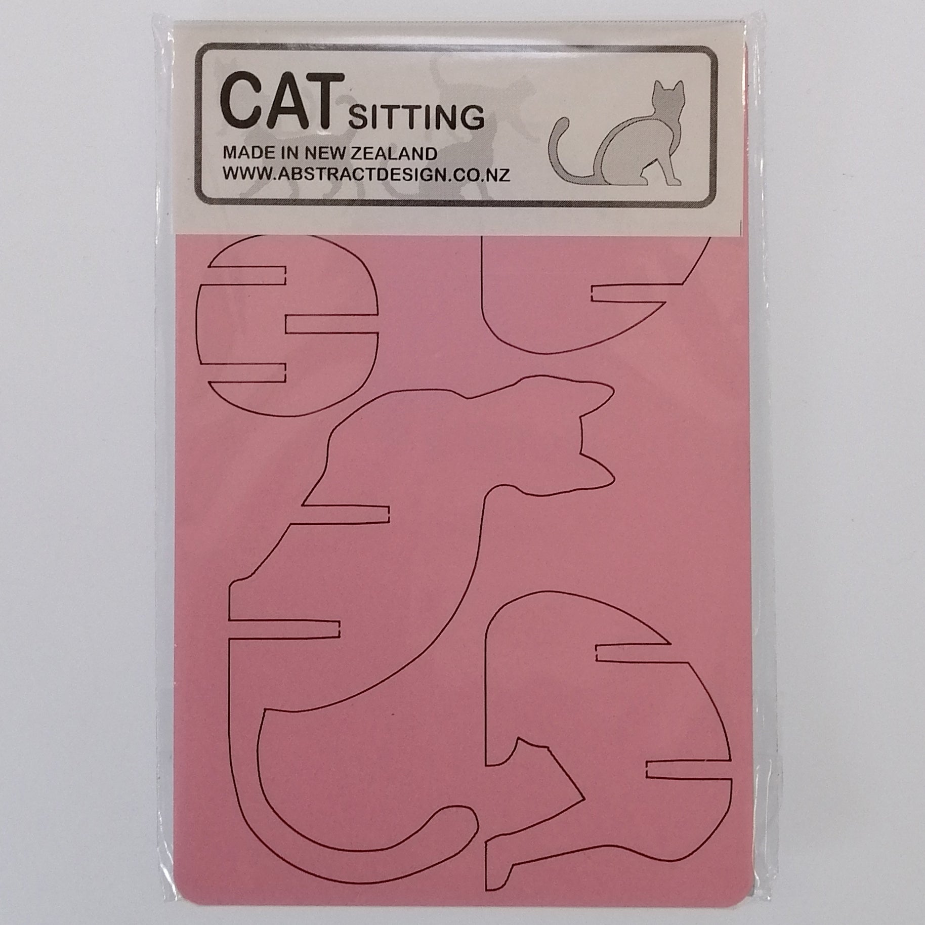 Flat-pack Kitset Wooden Model - Cat Sitting - Pink