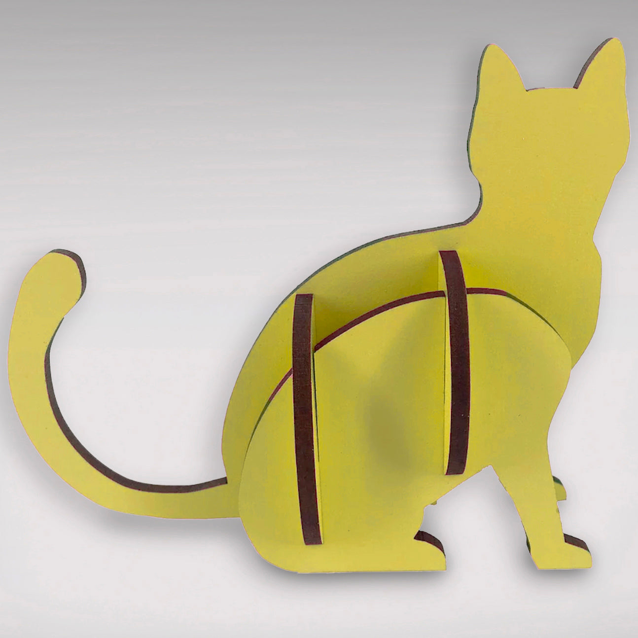 Flat-pack Kitset Wooden Model - Cat Sitting - Yellow