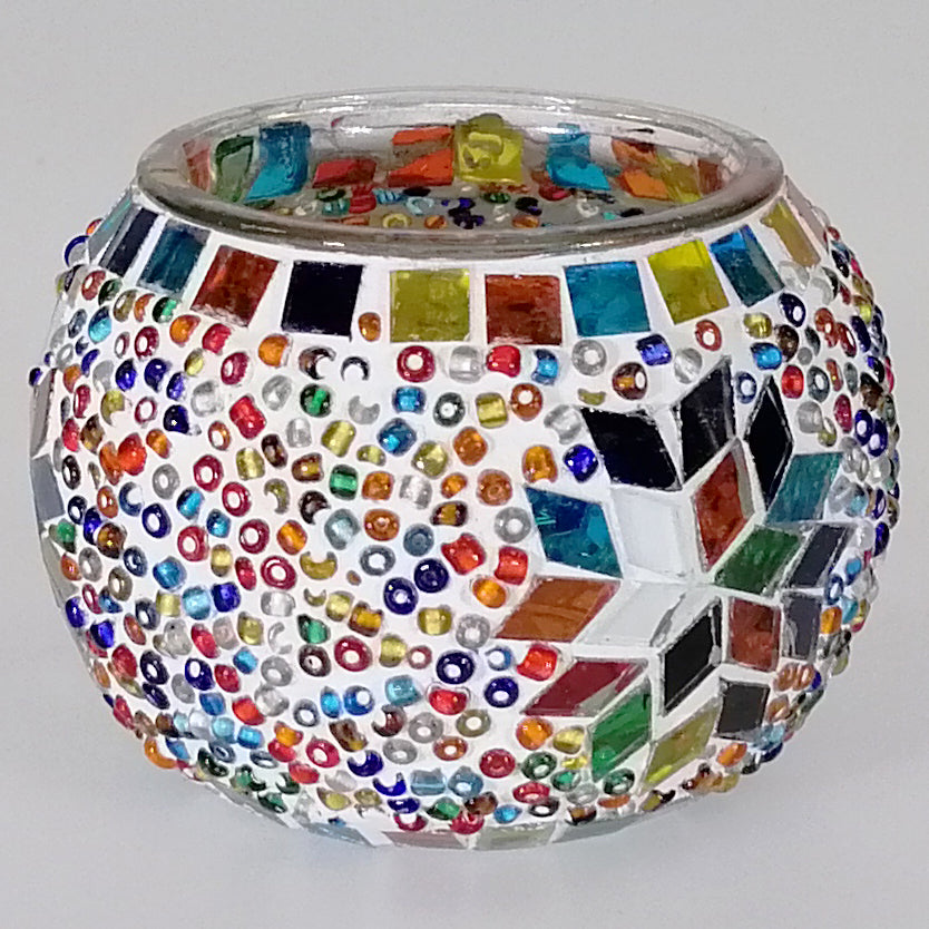Glass Mosaic Candle Holder - Multicolour
