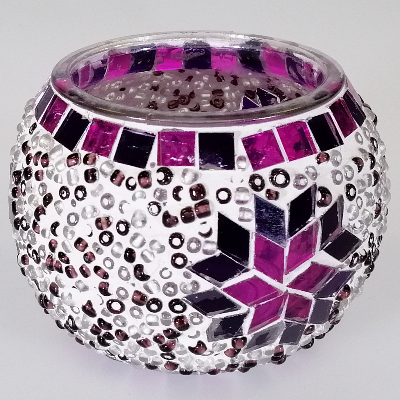 Glass Mosaic Candle Holder - Purple