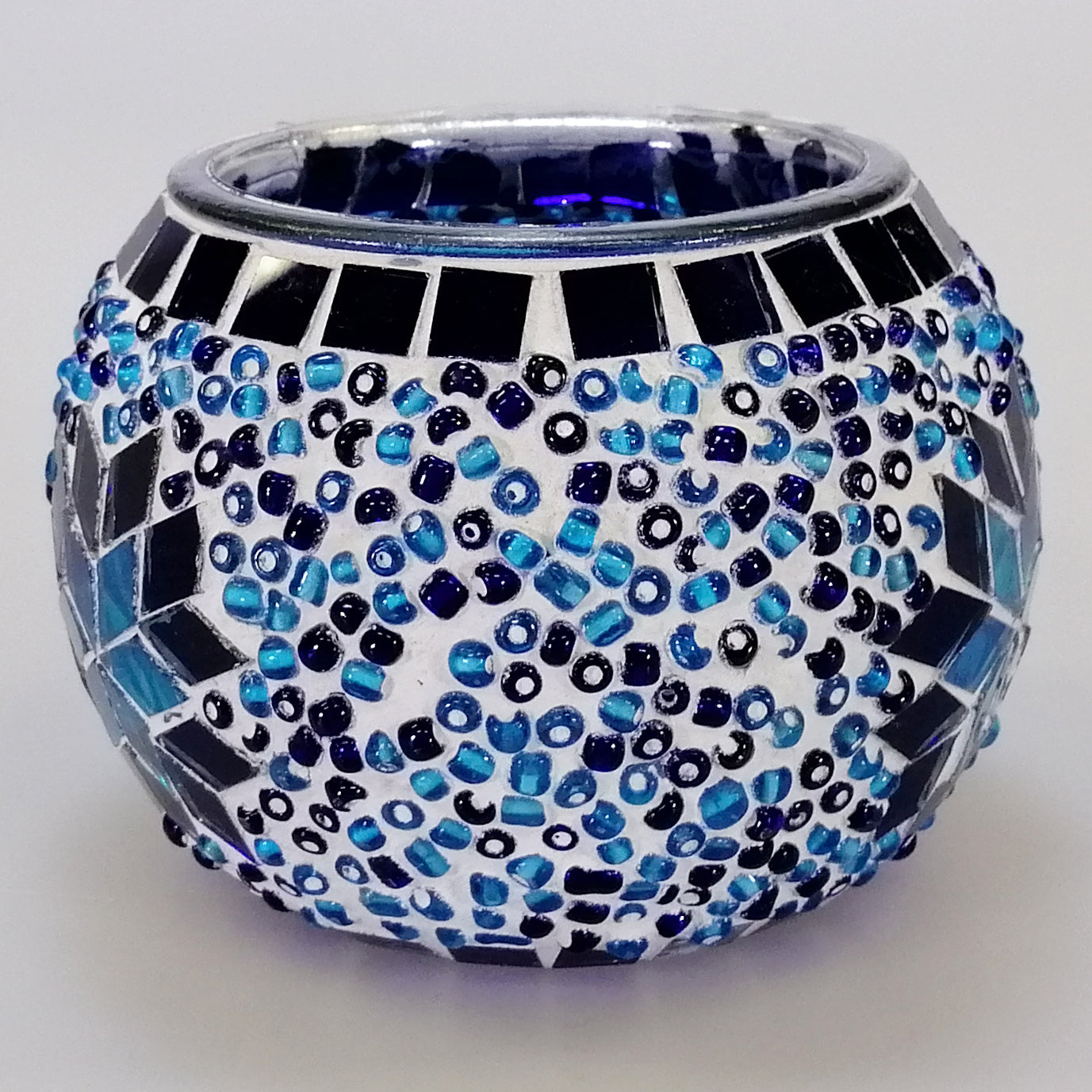 Glass Mosaic Candle Holder - Blue