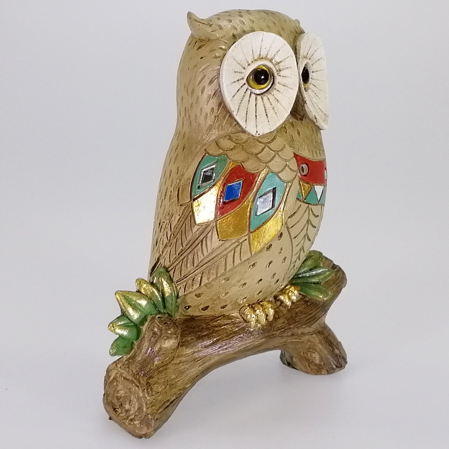 Deco Owl on Branch - Multicolour - Medium