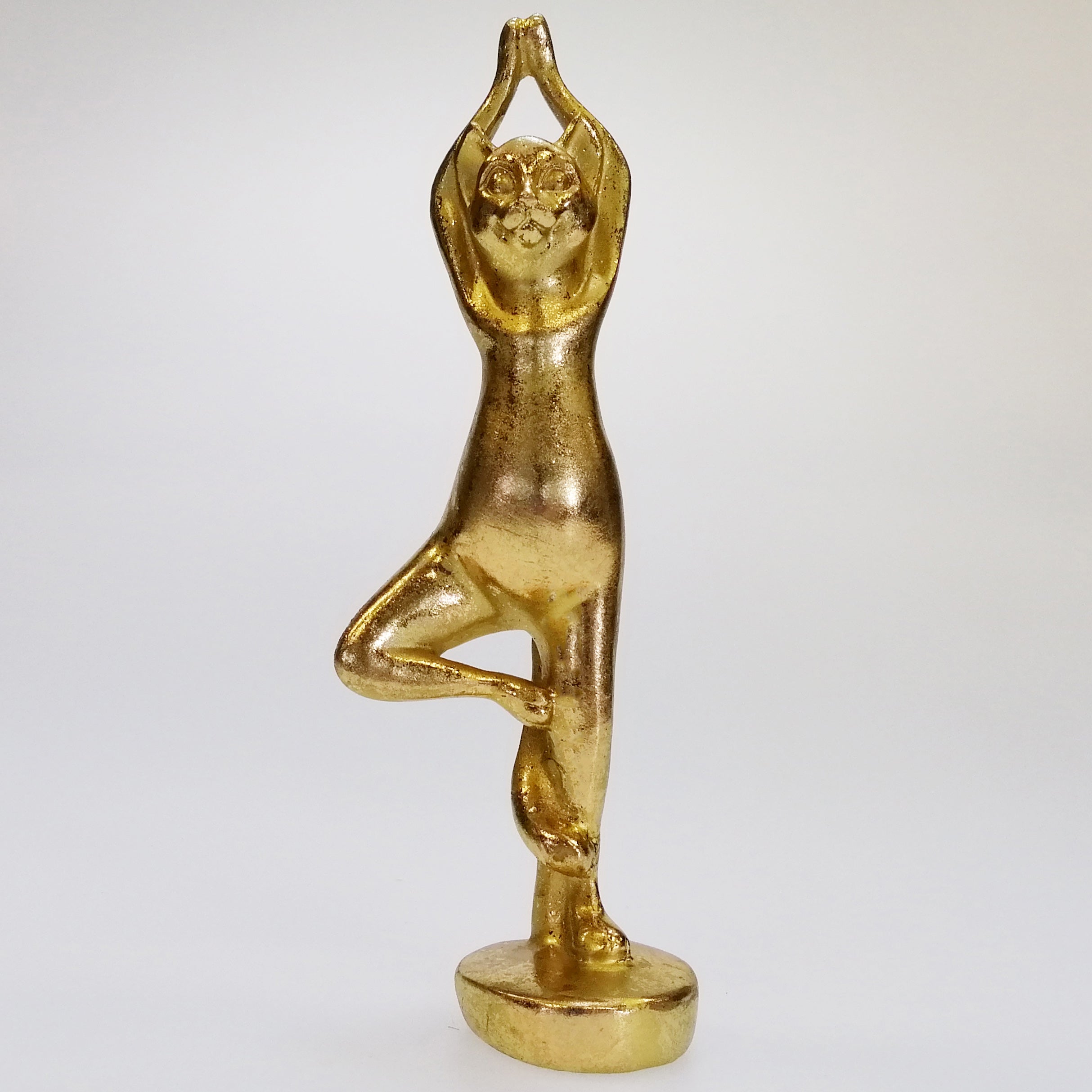 Painted Gold Yoga Cat - Balance