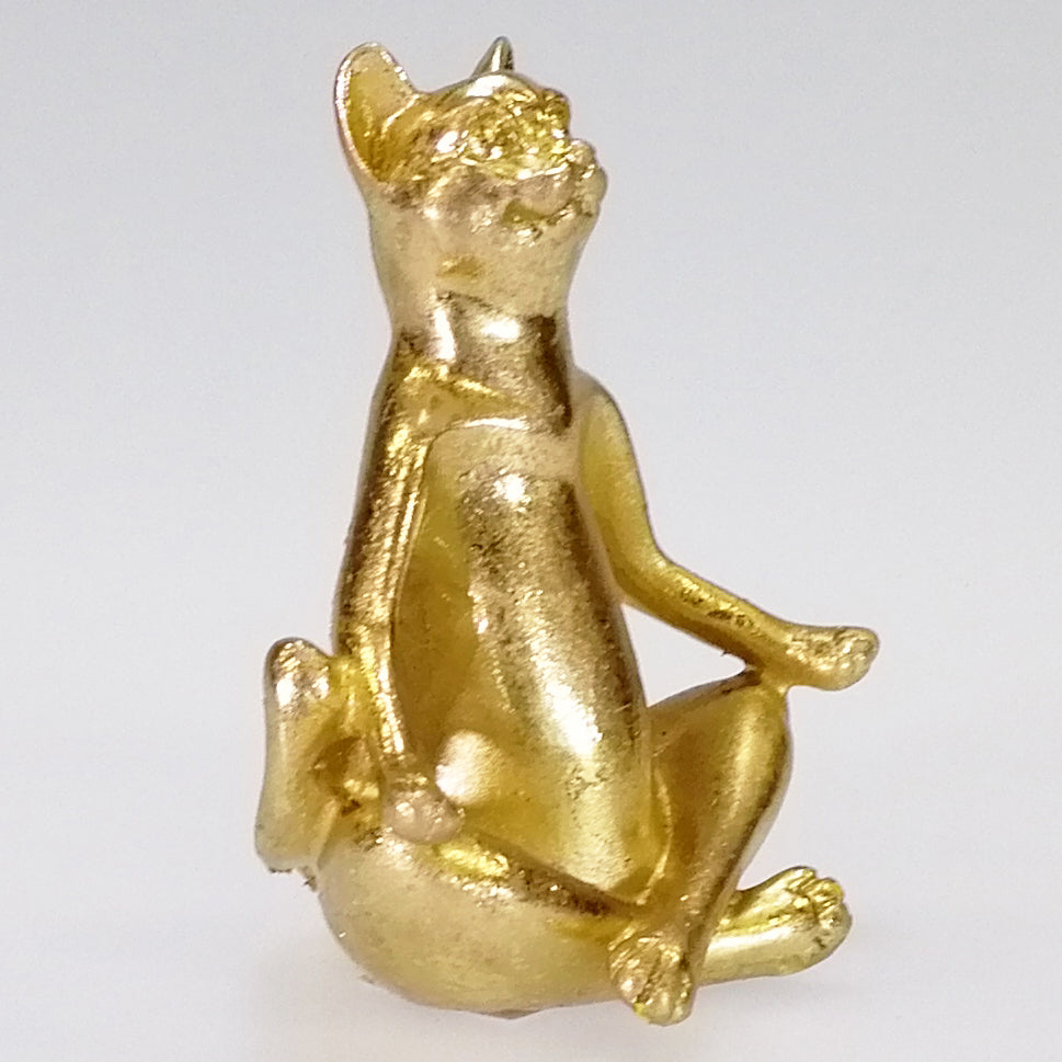 Painted Gold Yoga Cat - Crossed Legs