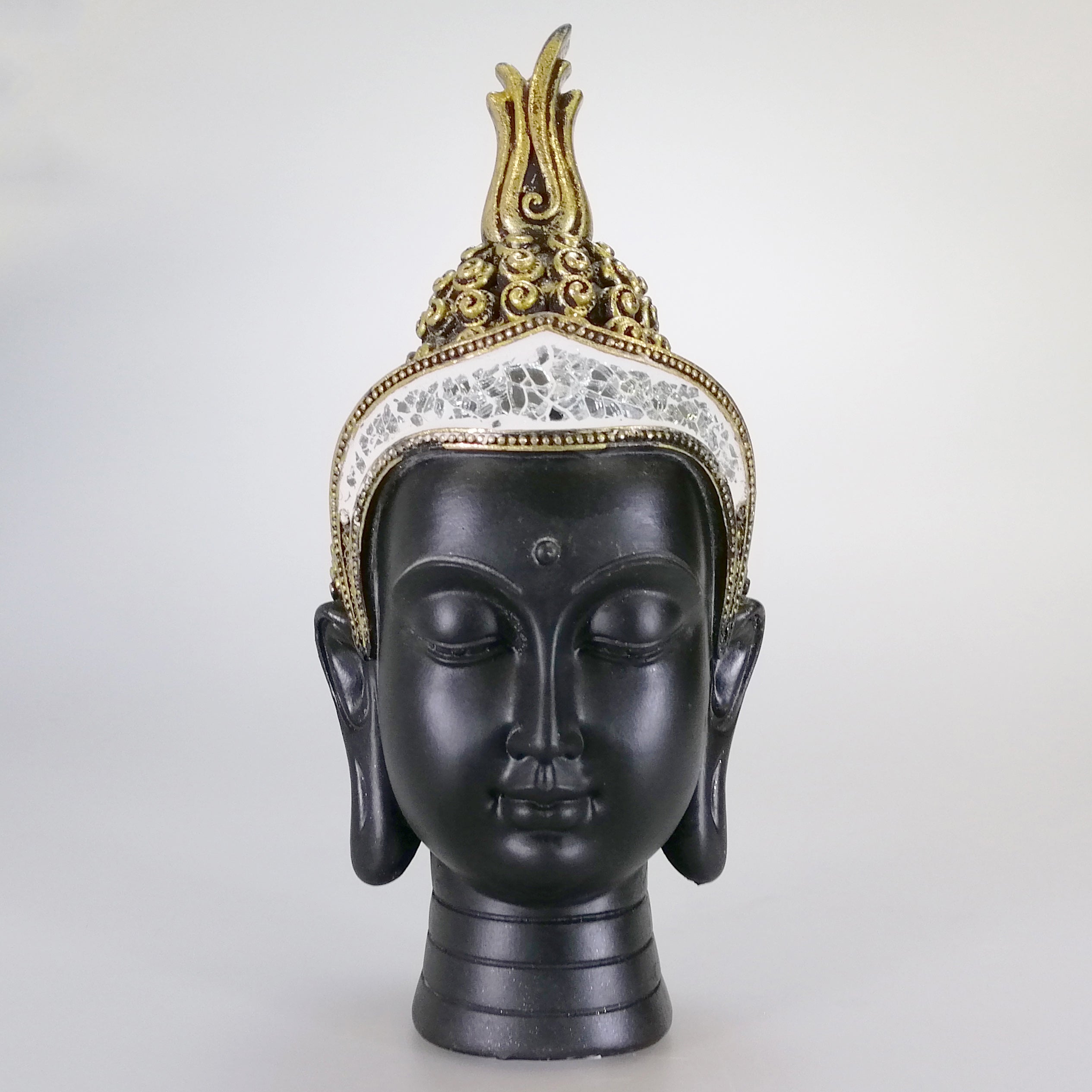 Painted Buddha Head with Mirror Mosaic