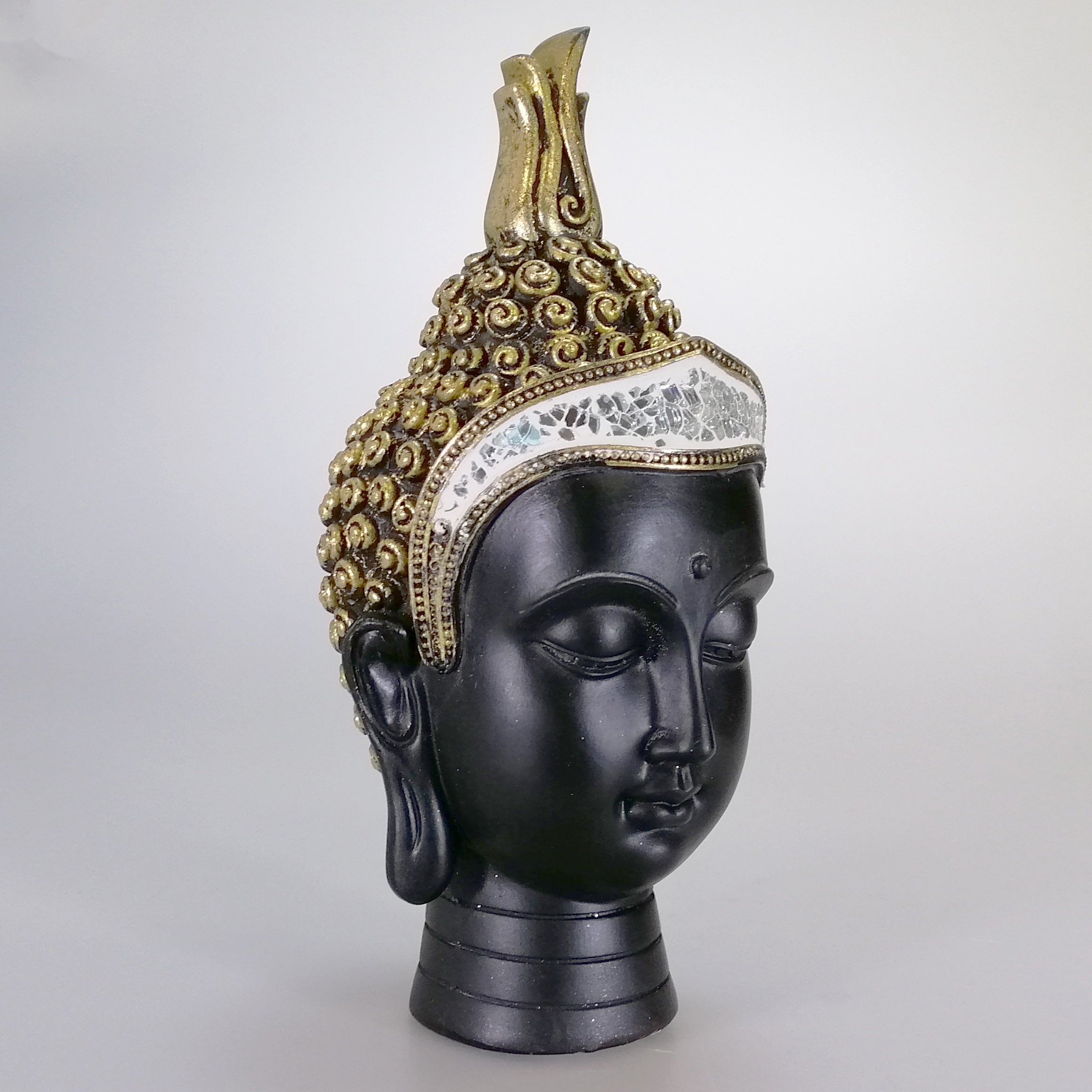 Painted Buddha Head with Mirror Mosaic