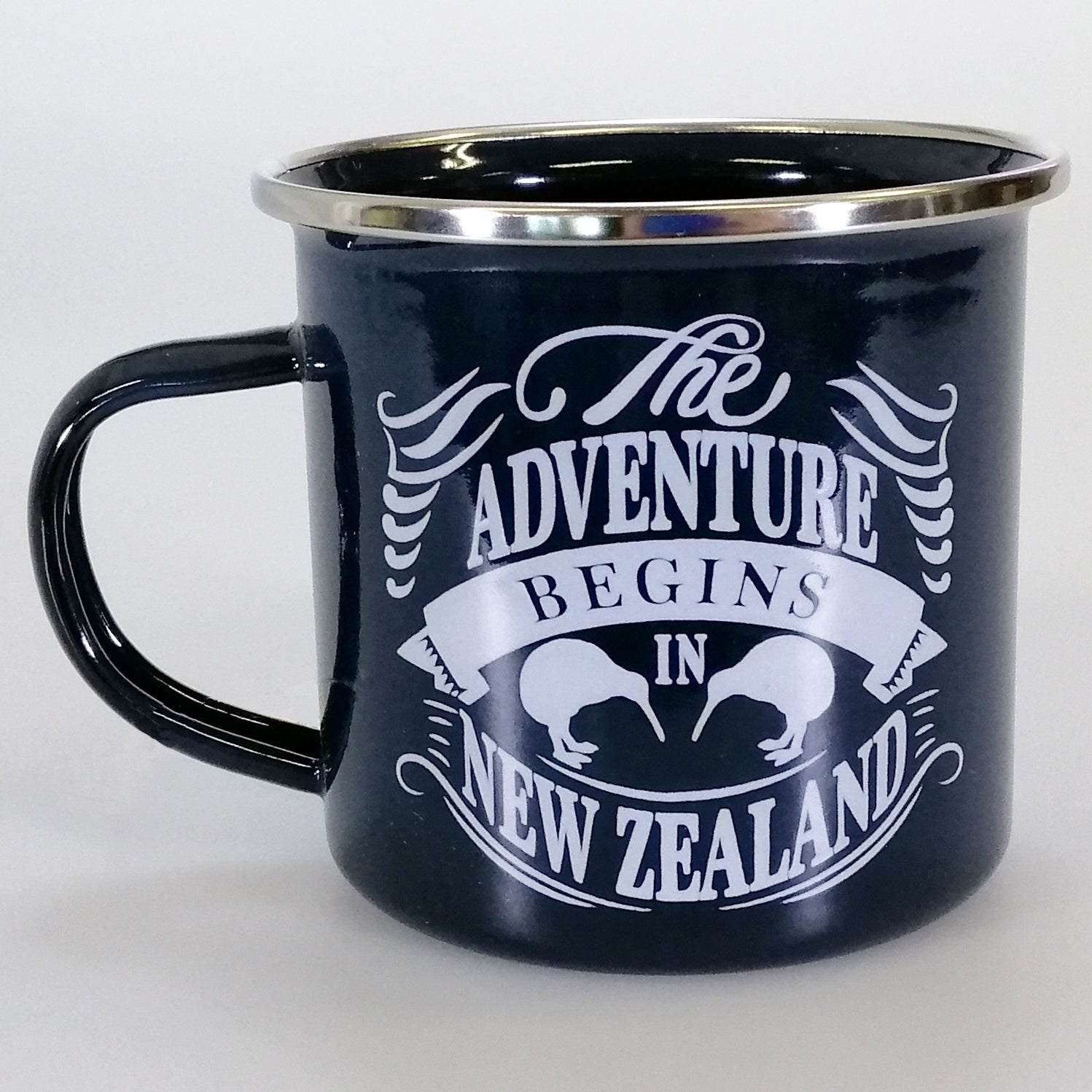 Wild Kiwi Enamel Mug -  'The Adventure Begins...'