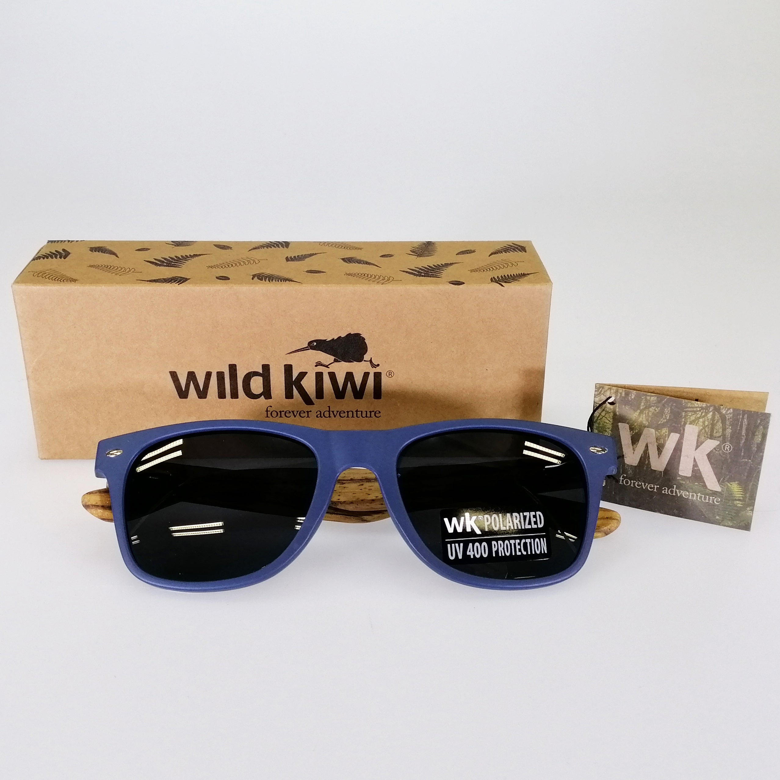 Wild Kiwi Sunglasses  -“ Blue Zebrawood