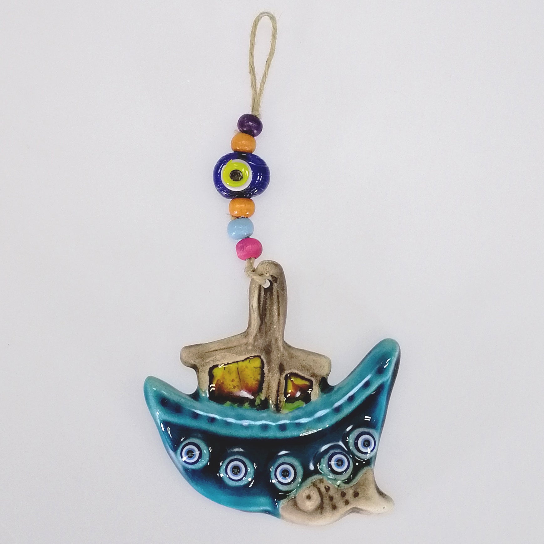 Turkish Ceramic Hanging Ornament - Tug Boat