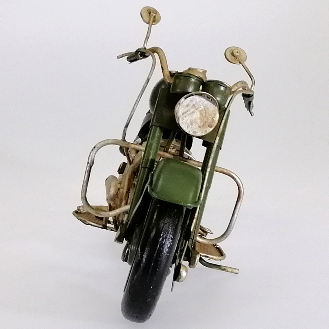 Vintage Green Motorcycle Sculpture