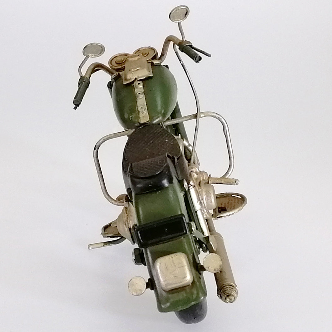 Vintage Green Motorcycle Sculpture