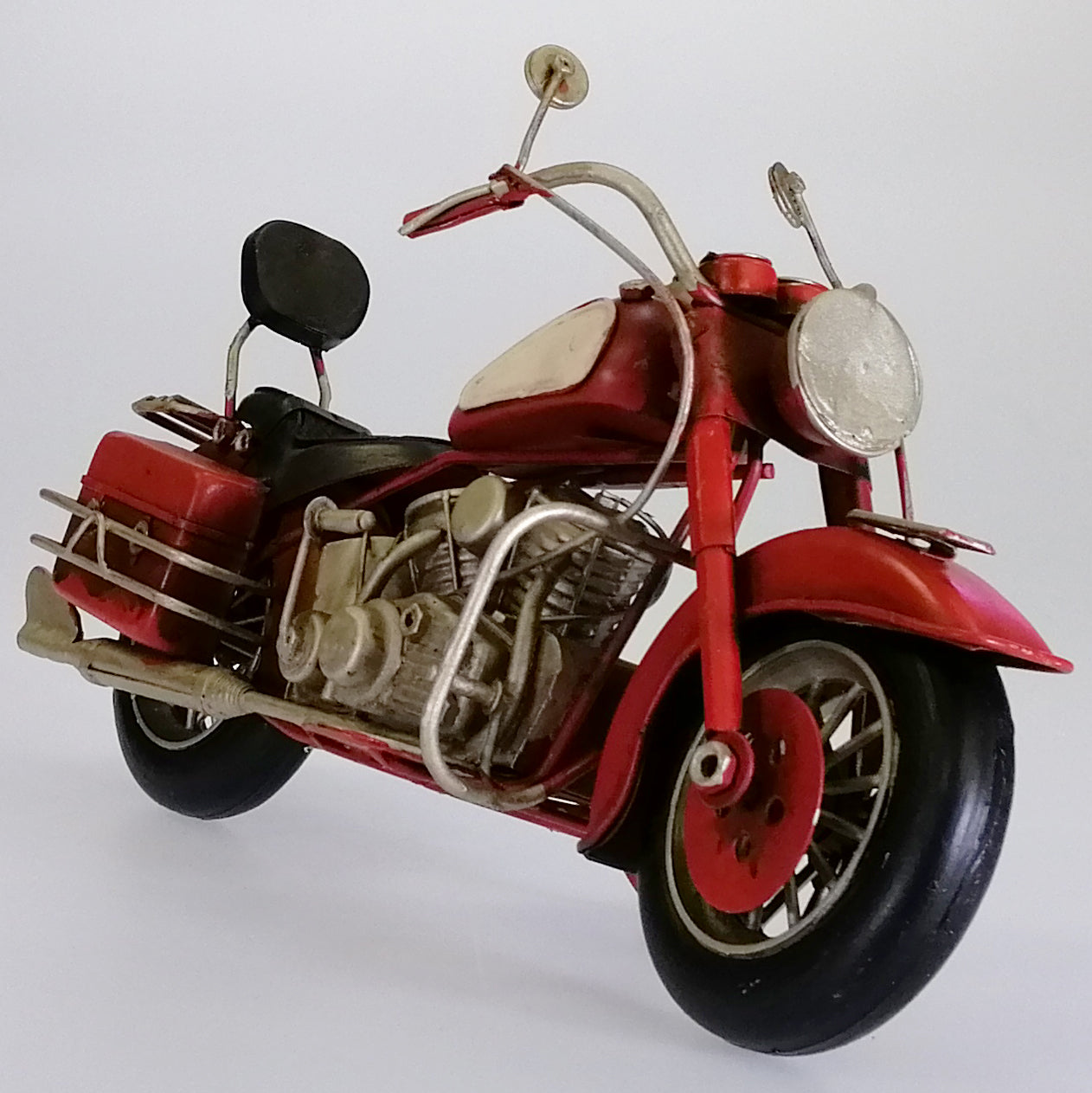 Vintage Red Motorcycle Sculpture