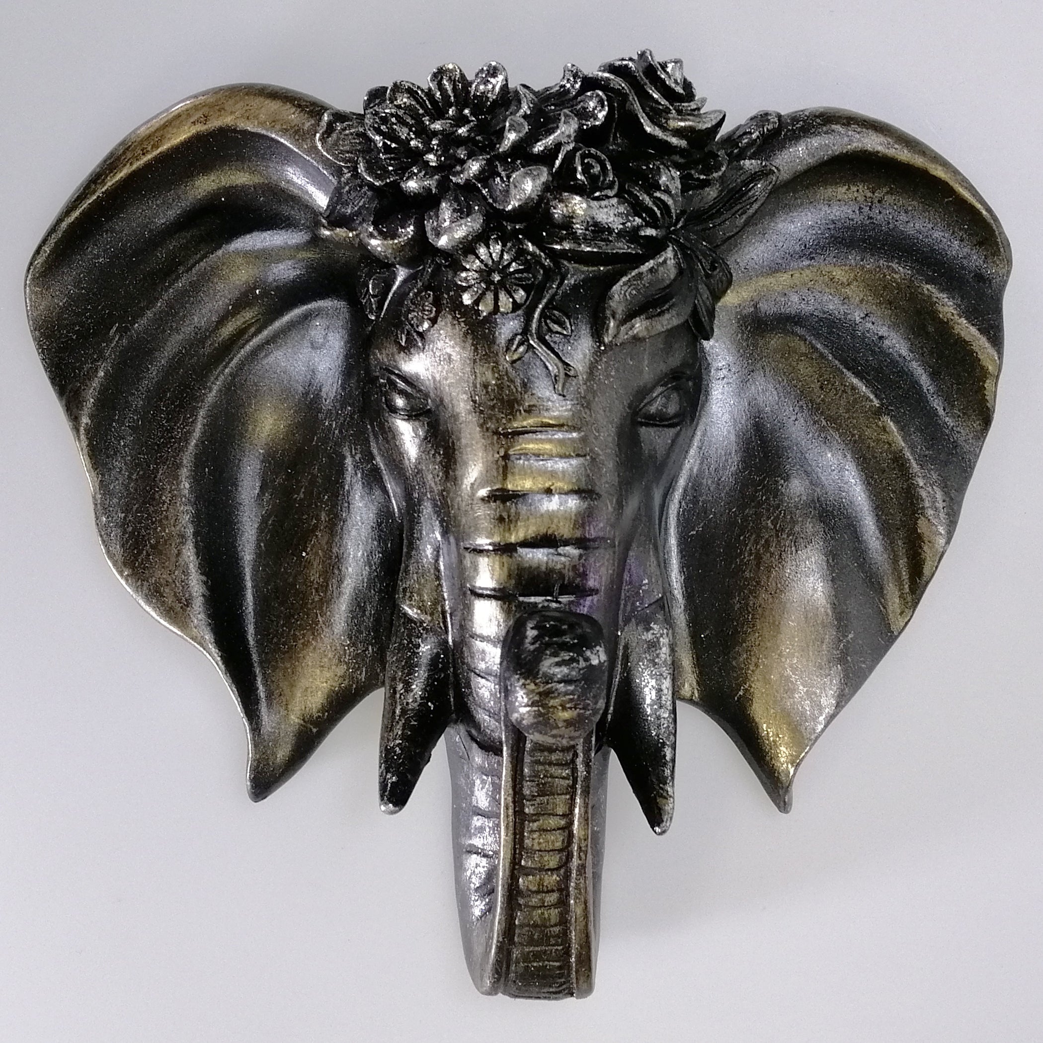 Electroplated Elephant Head Wall Plaque