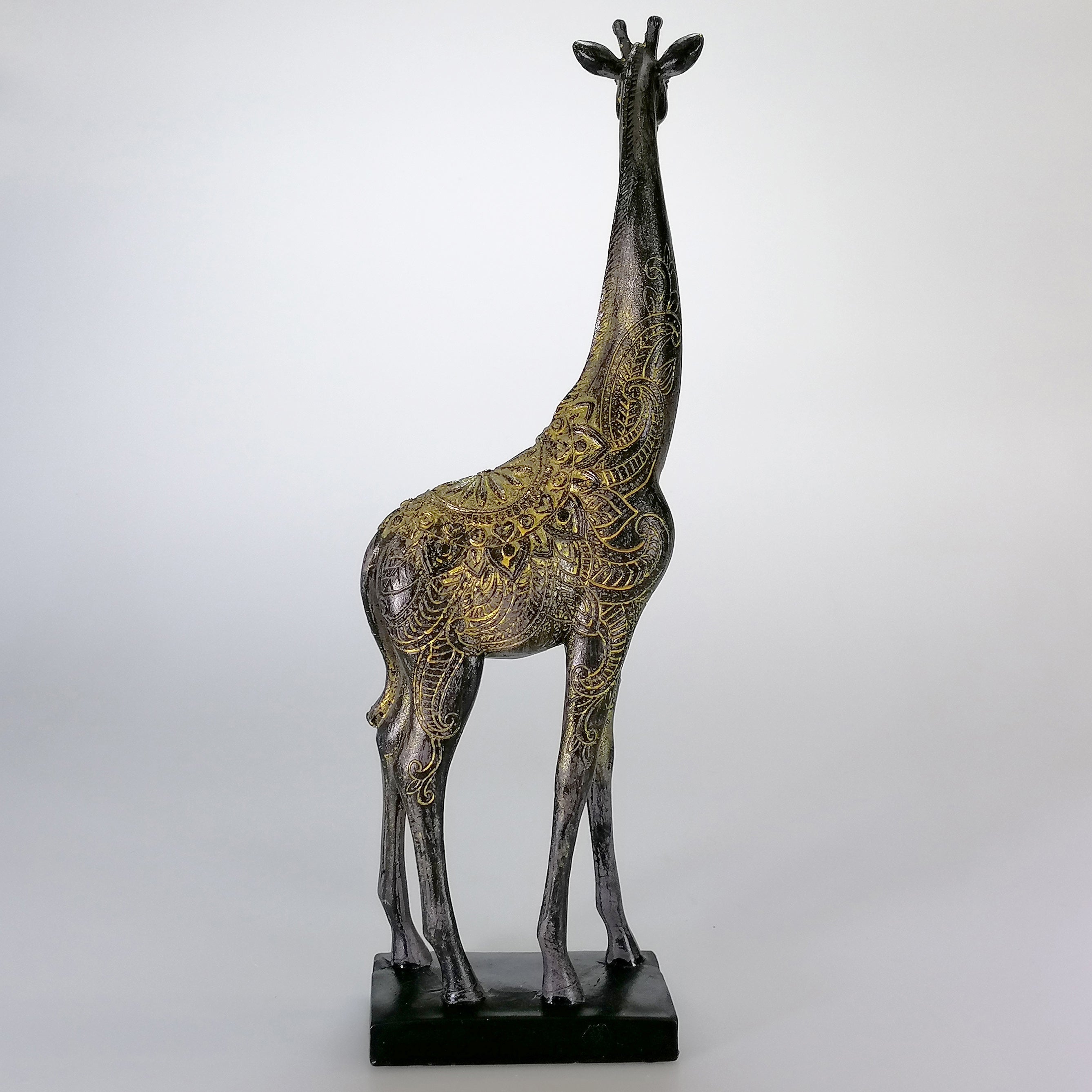 Black and Gold Painted Giraffe Figurine