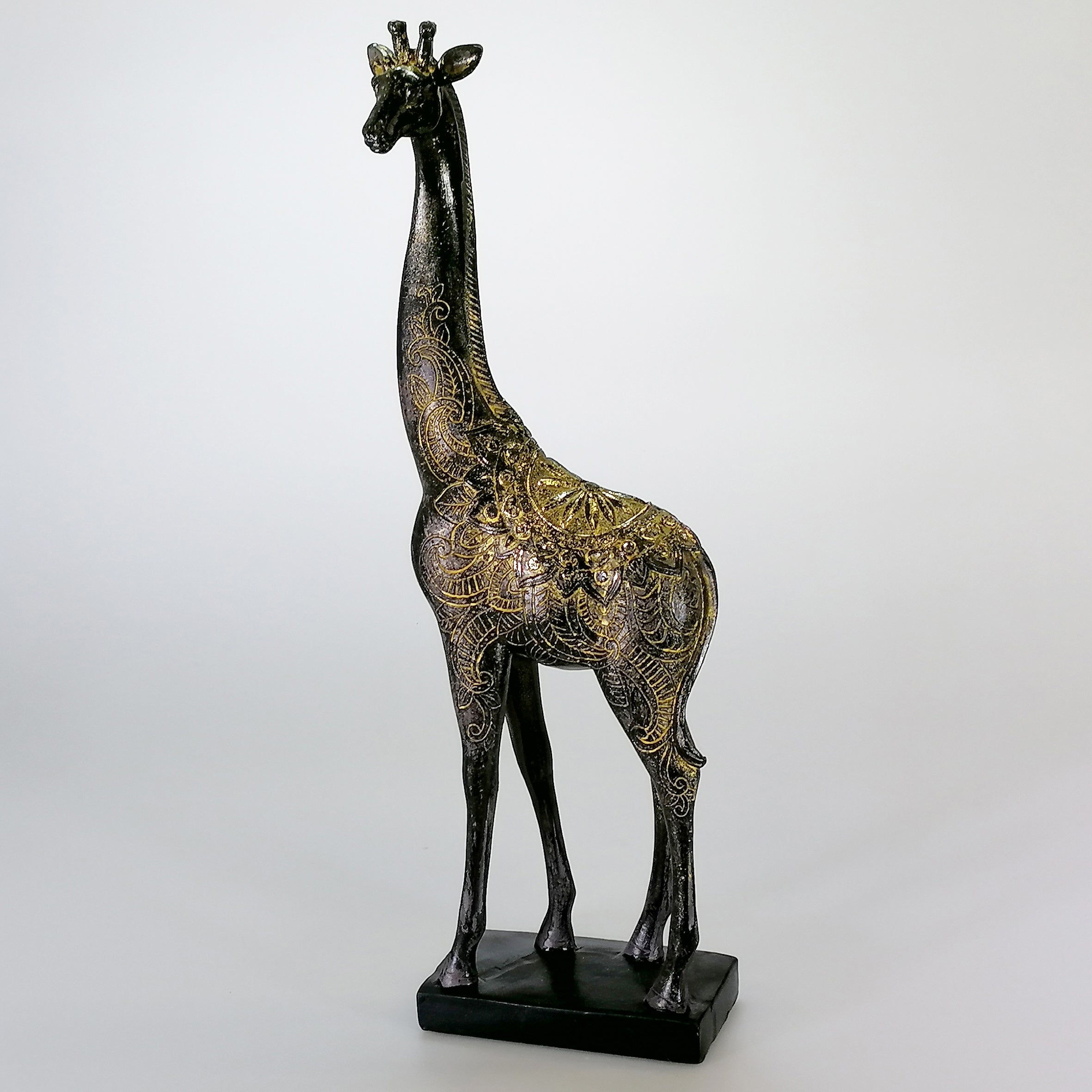 Black and Gold Painted Giraffe Figurine