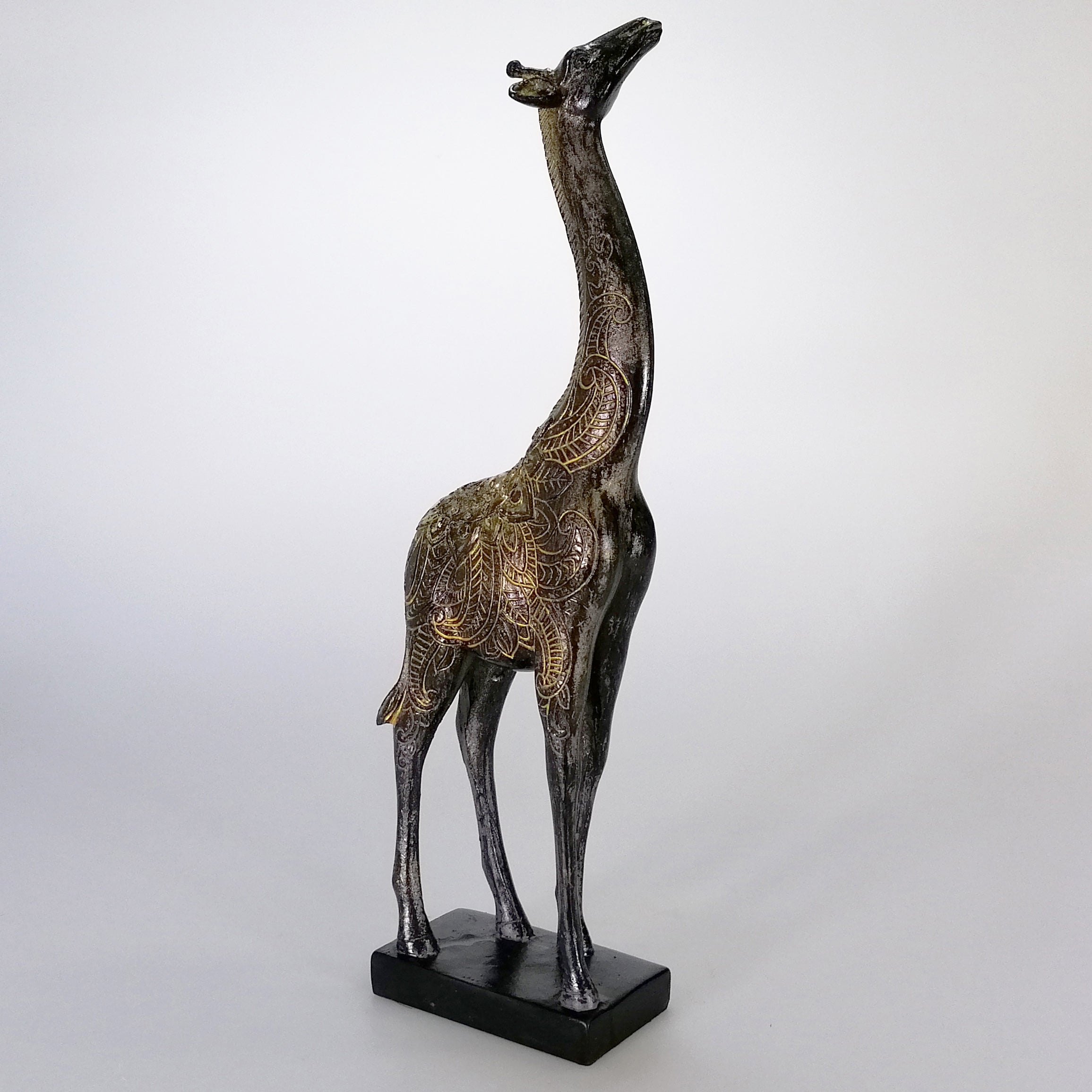 Black and Gold Painted Giraffe Figurine - Small