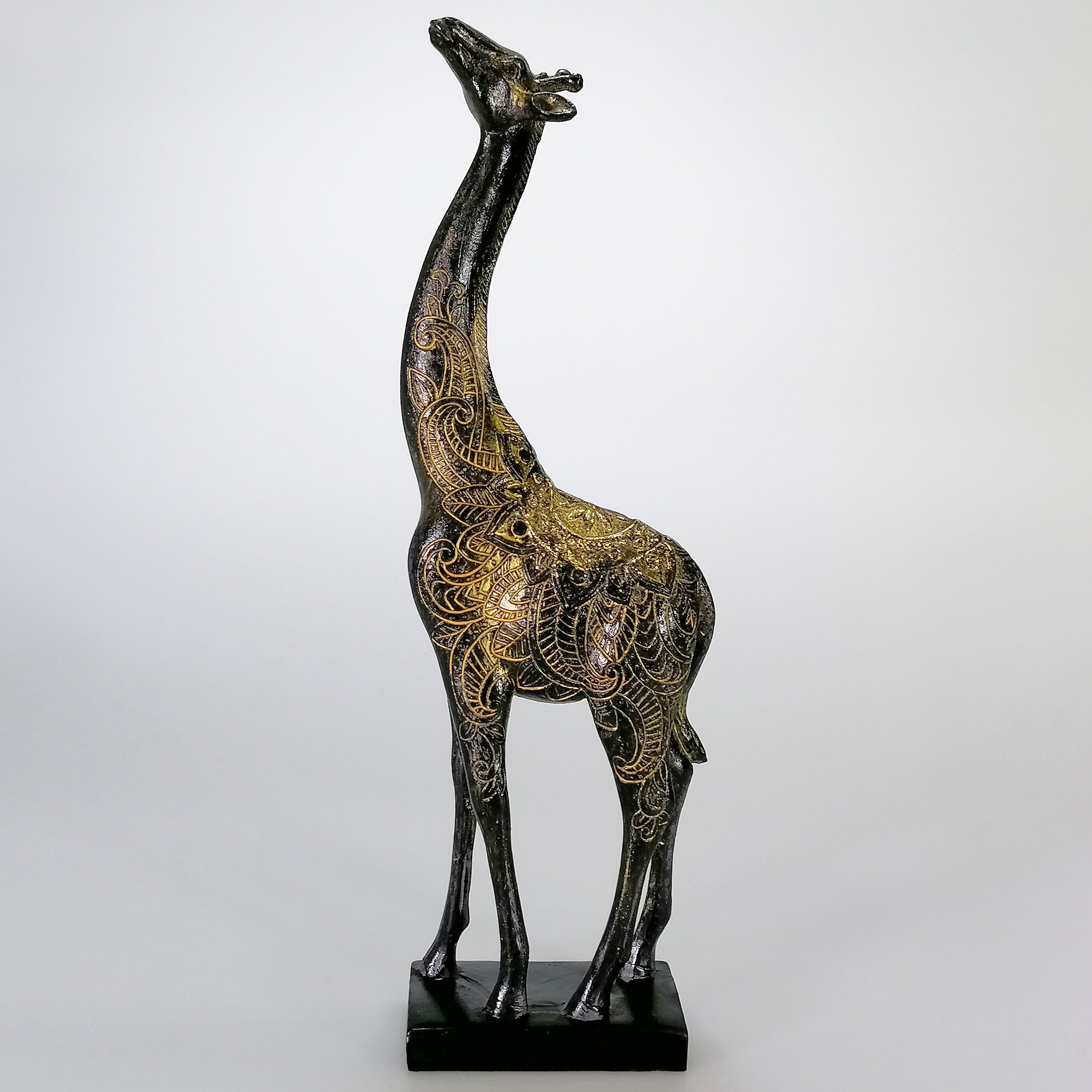 Black and Gold Painted Giraffe Figurine - Small