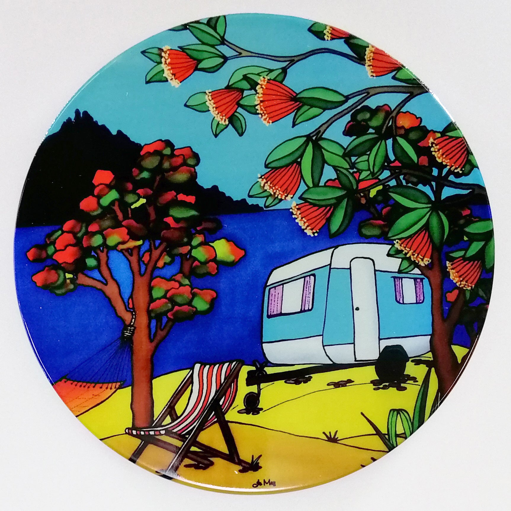 Jo May - Round Caravan Ceramic Trivet