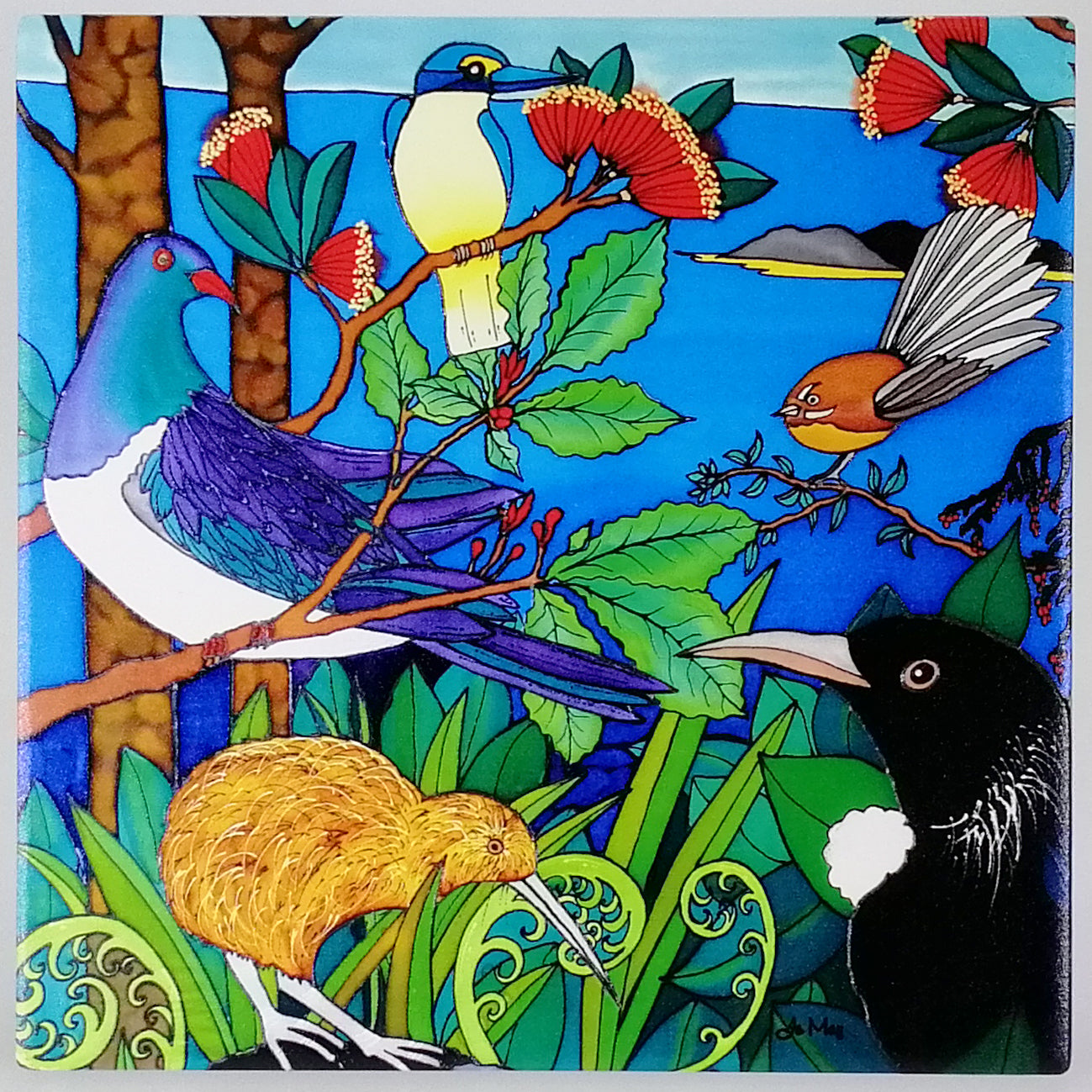 Jo May - NZ Birds Ceramic Tile Hanging