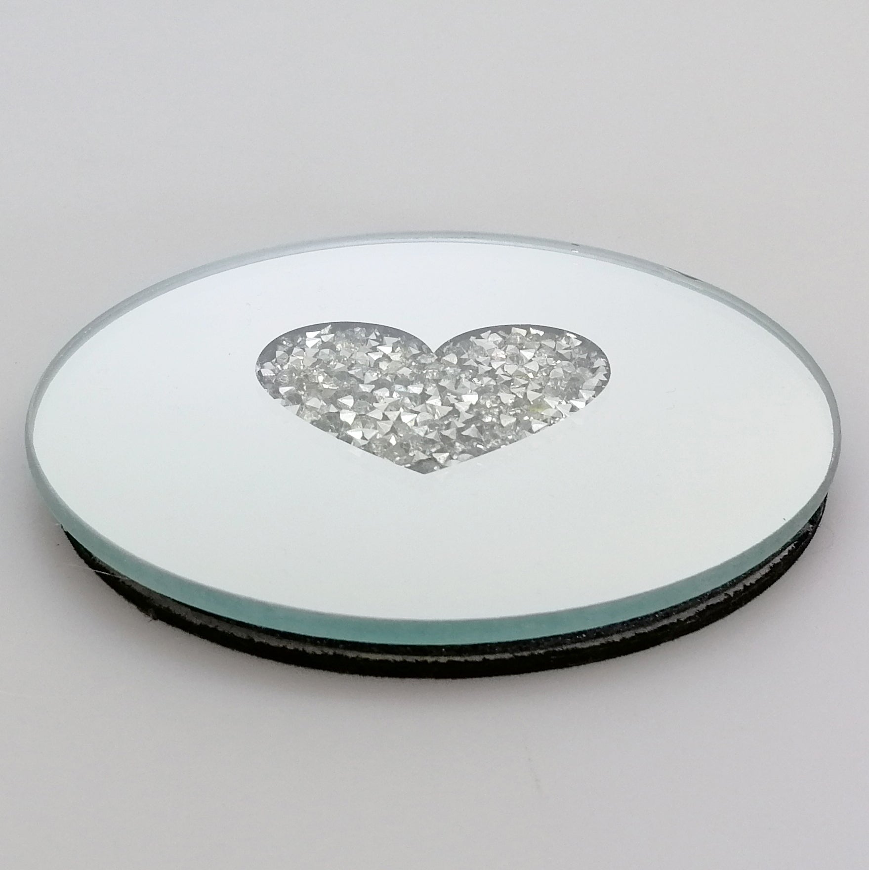 Mirrored Multi-Crystal Heart Candle Plate