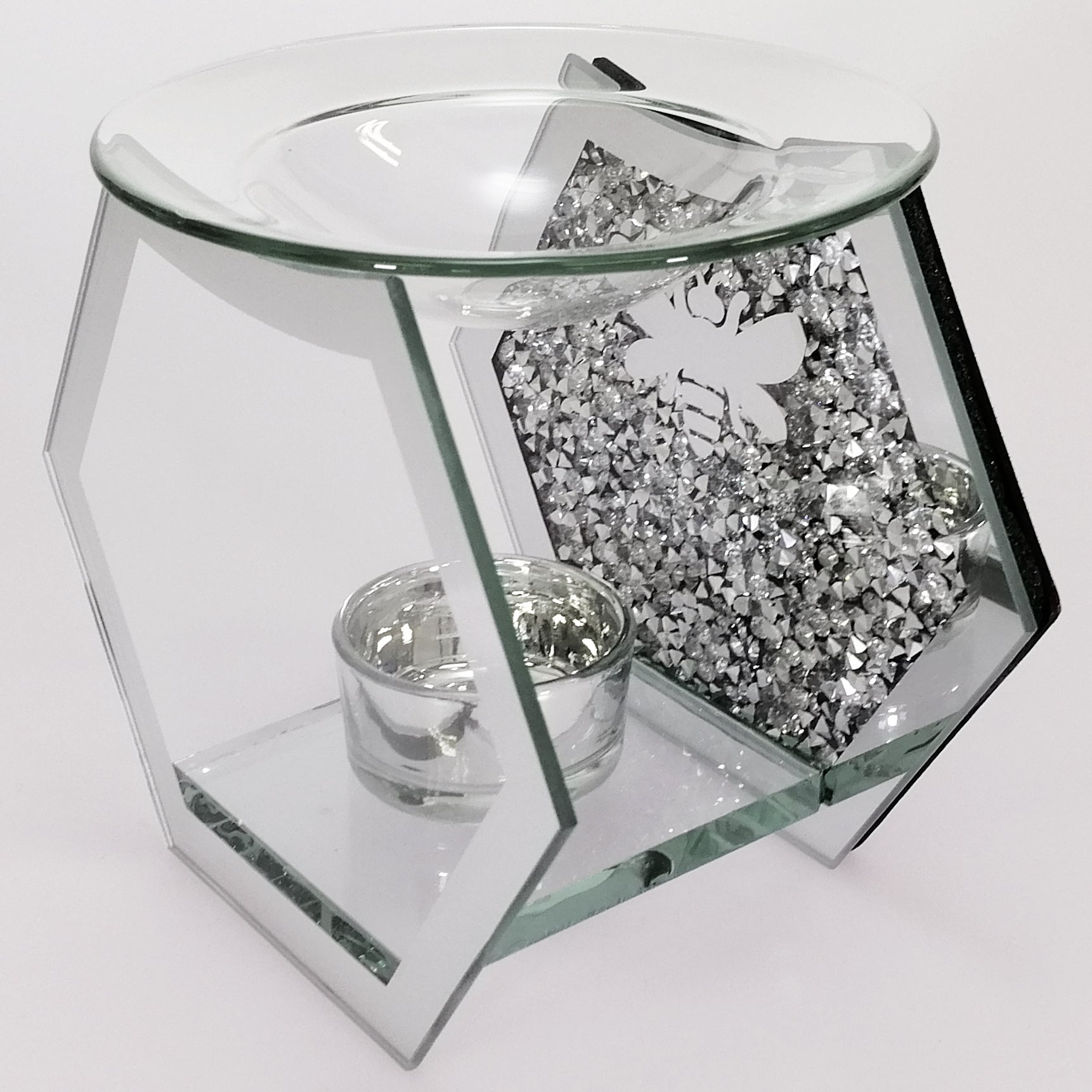 Desire Wax Melt & Oil Warmer - Clear Glass Hexagon with Bee