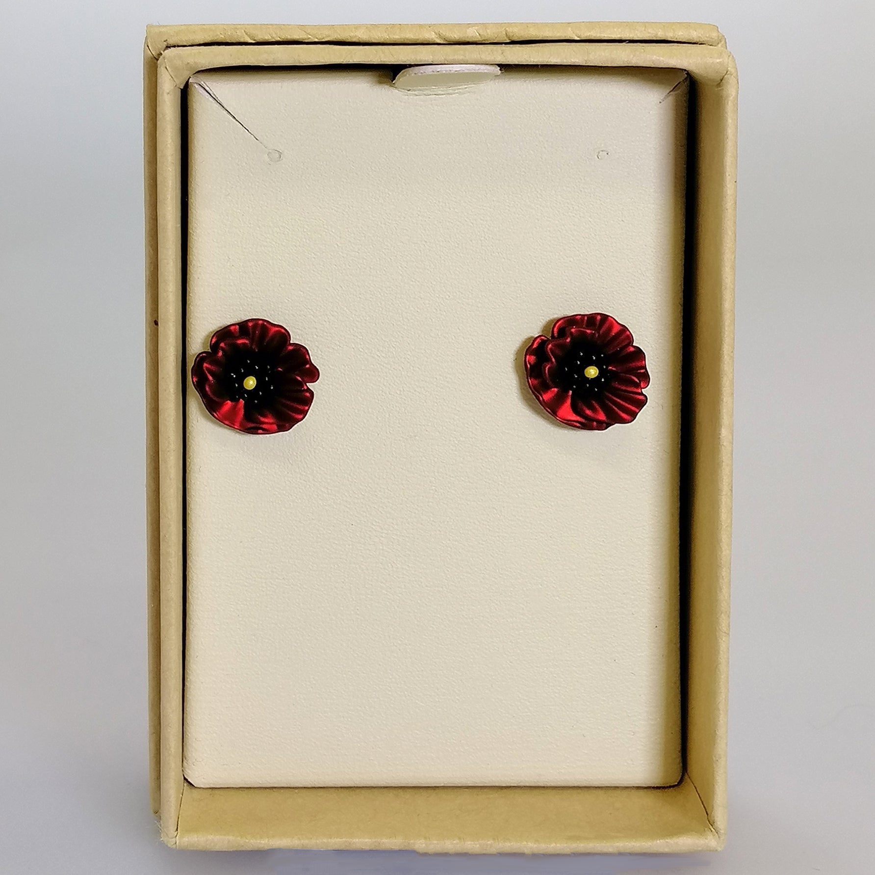 Kiwicraft - Red Poppy Rhodium Studs