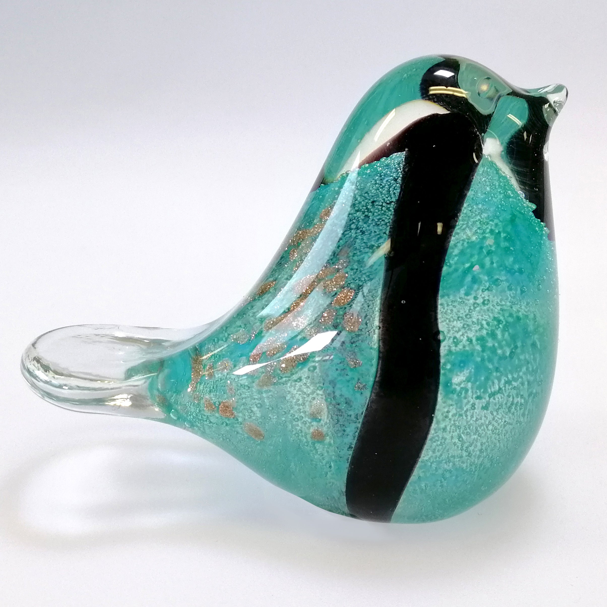 Turquoise & Black Glass Bird