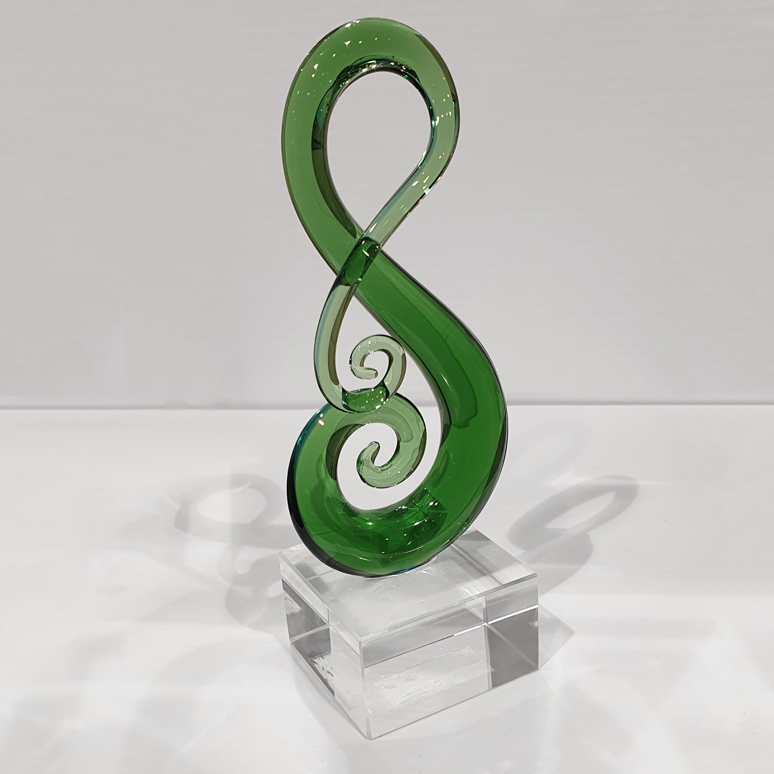 Green Glass Koru Frond Sculpture