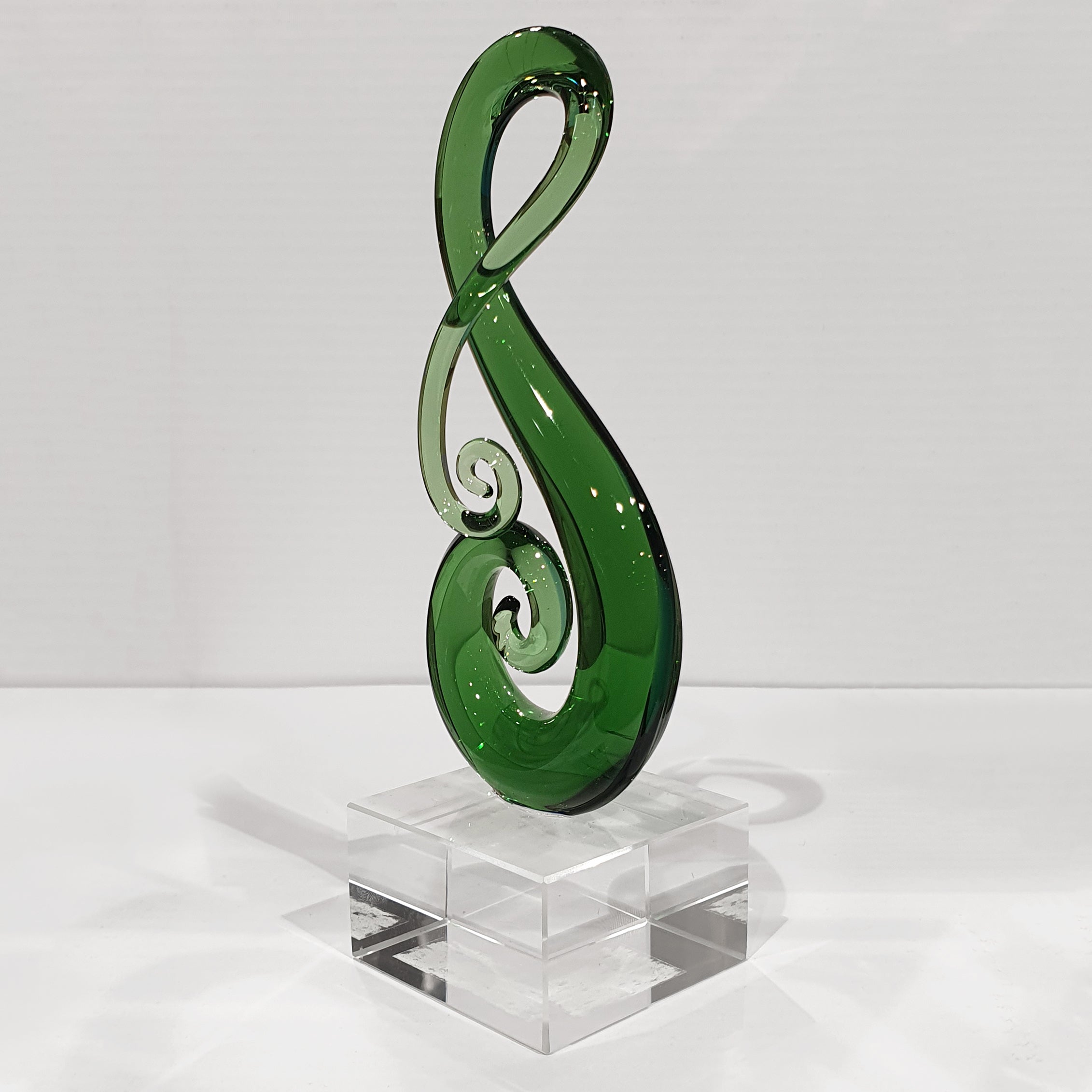 Green Glass Koru Frond Sculpture