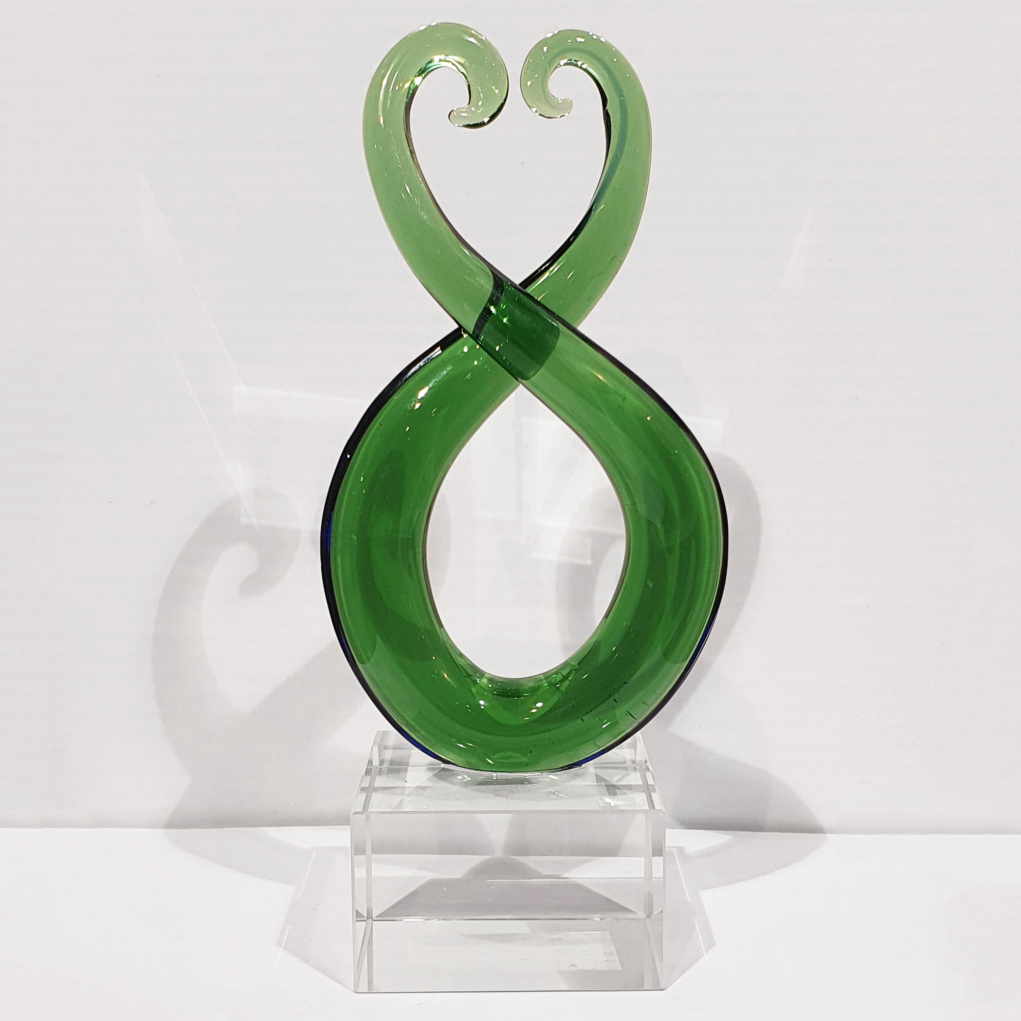 Green Glass Double Frond Sculpture