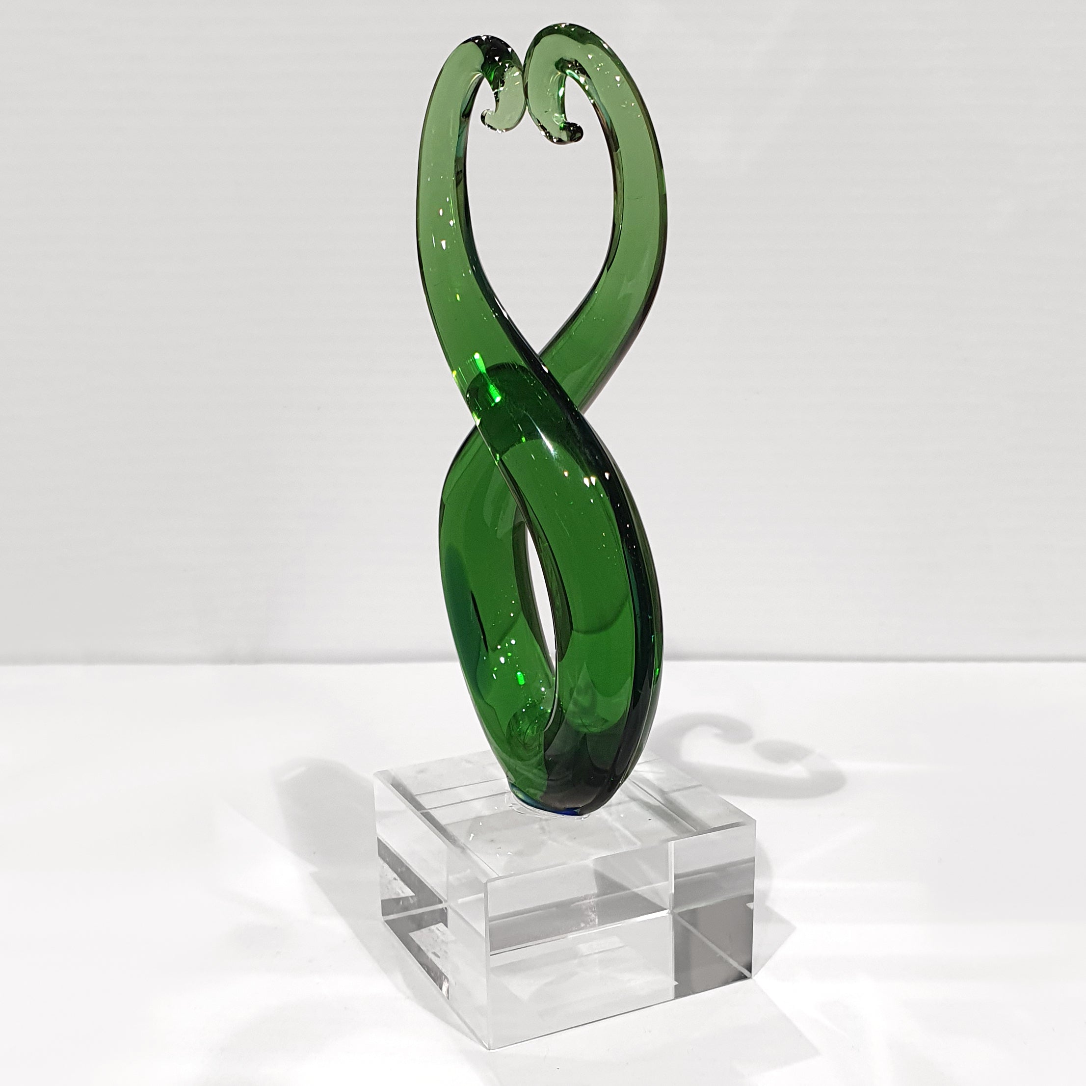 Green Glass Double Frond Sculpture