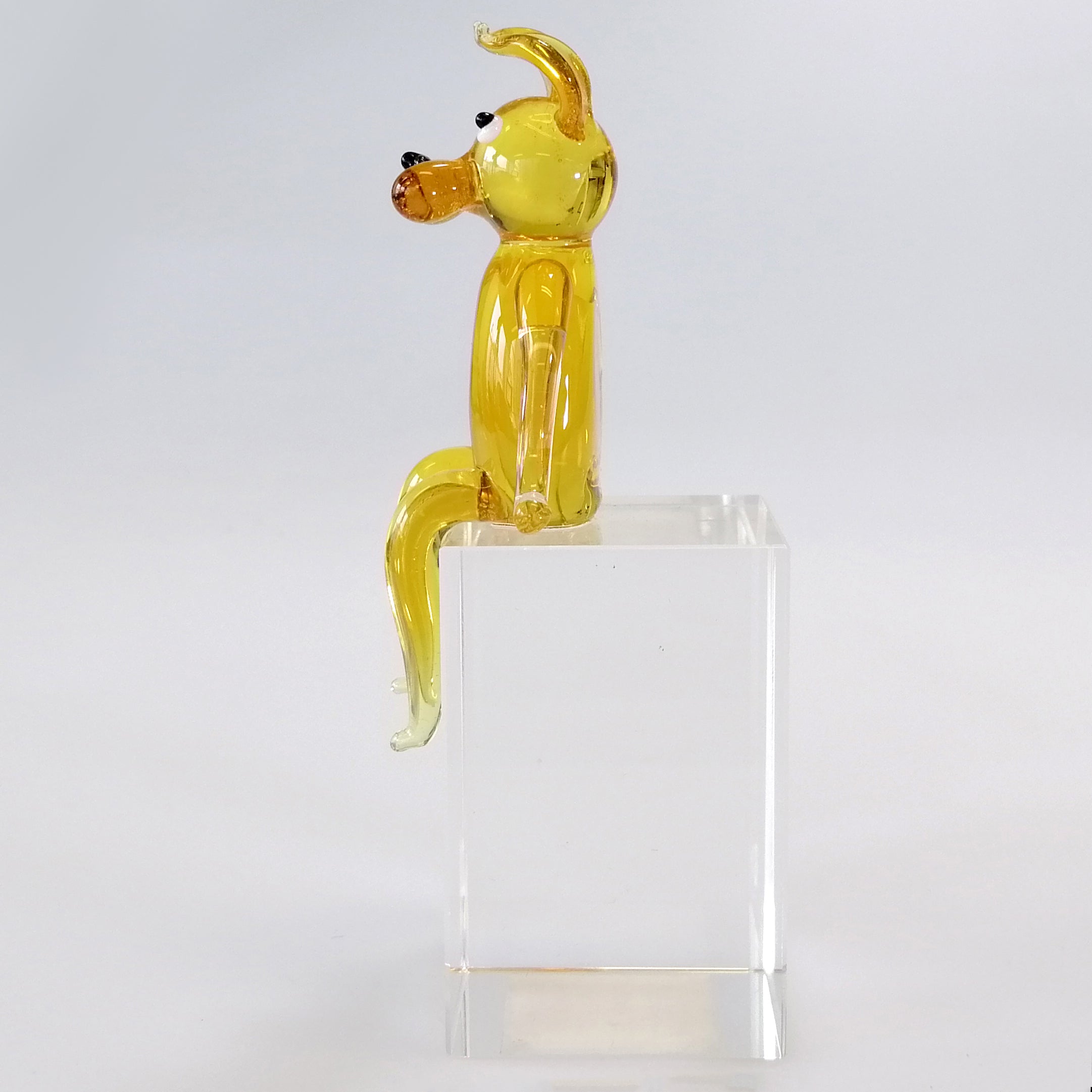Coloured Glass Sitting Dog Figurine