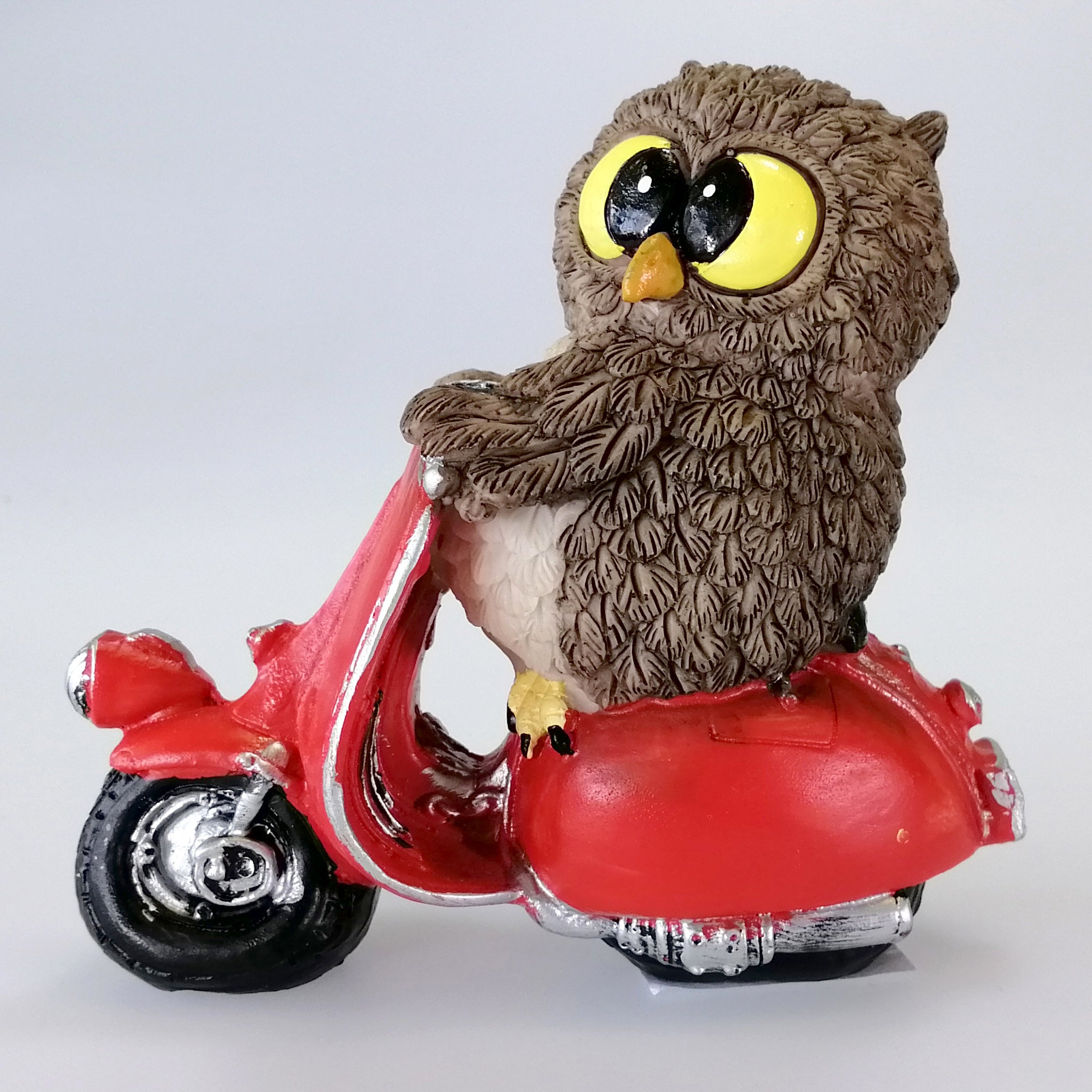 Owl On Red Moped Figurine