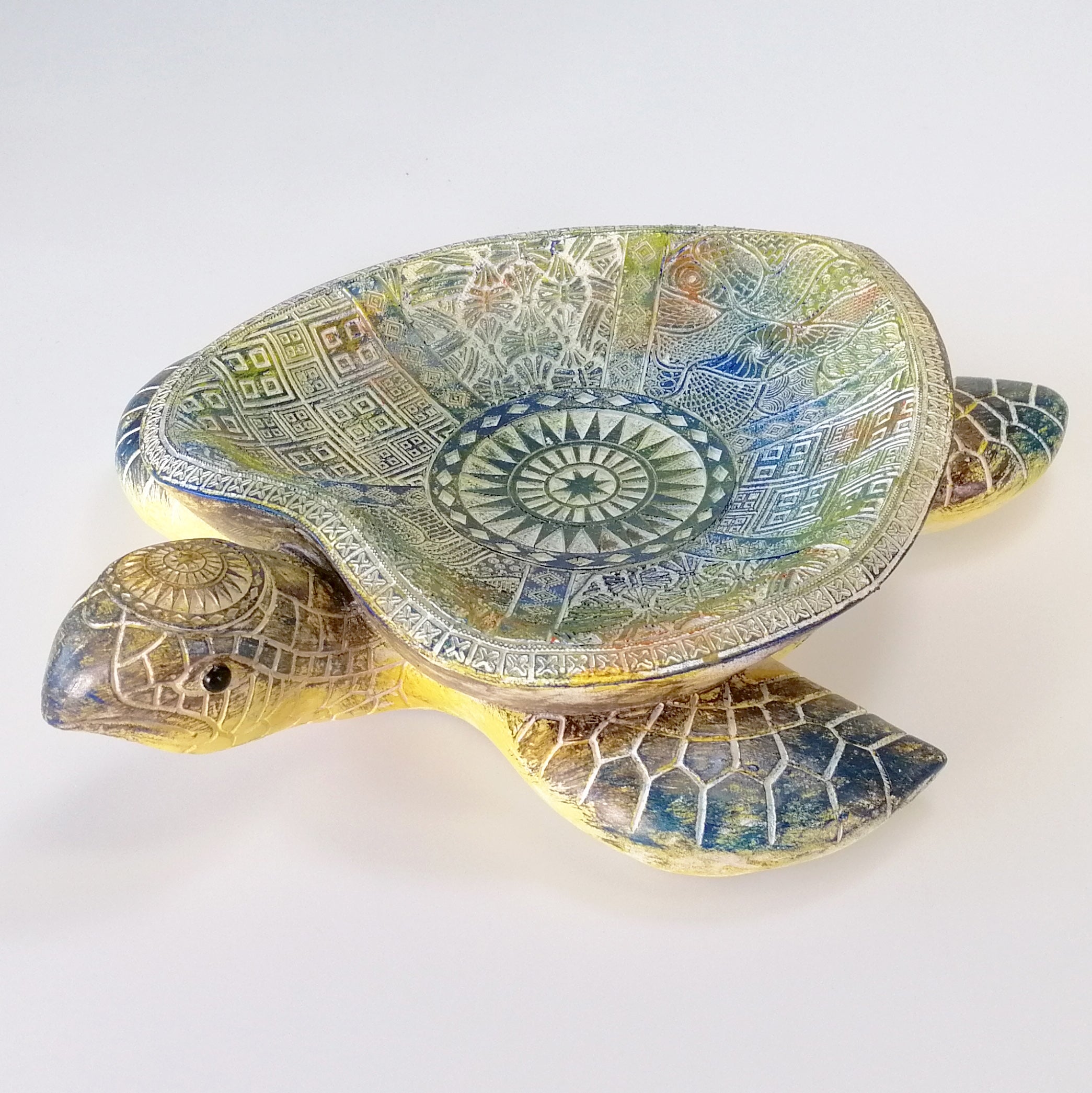 Painted Resin Turtle Dish