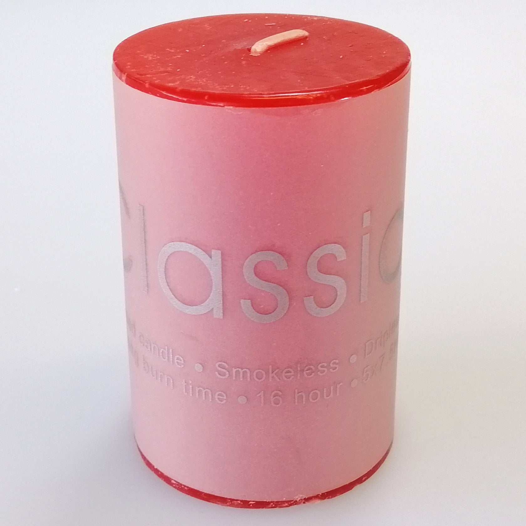 Classic Coloured Candle - 5 x 7.5cm - Strawberry