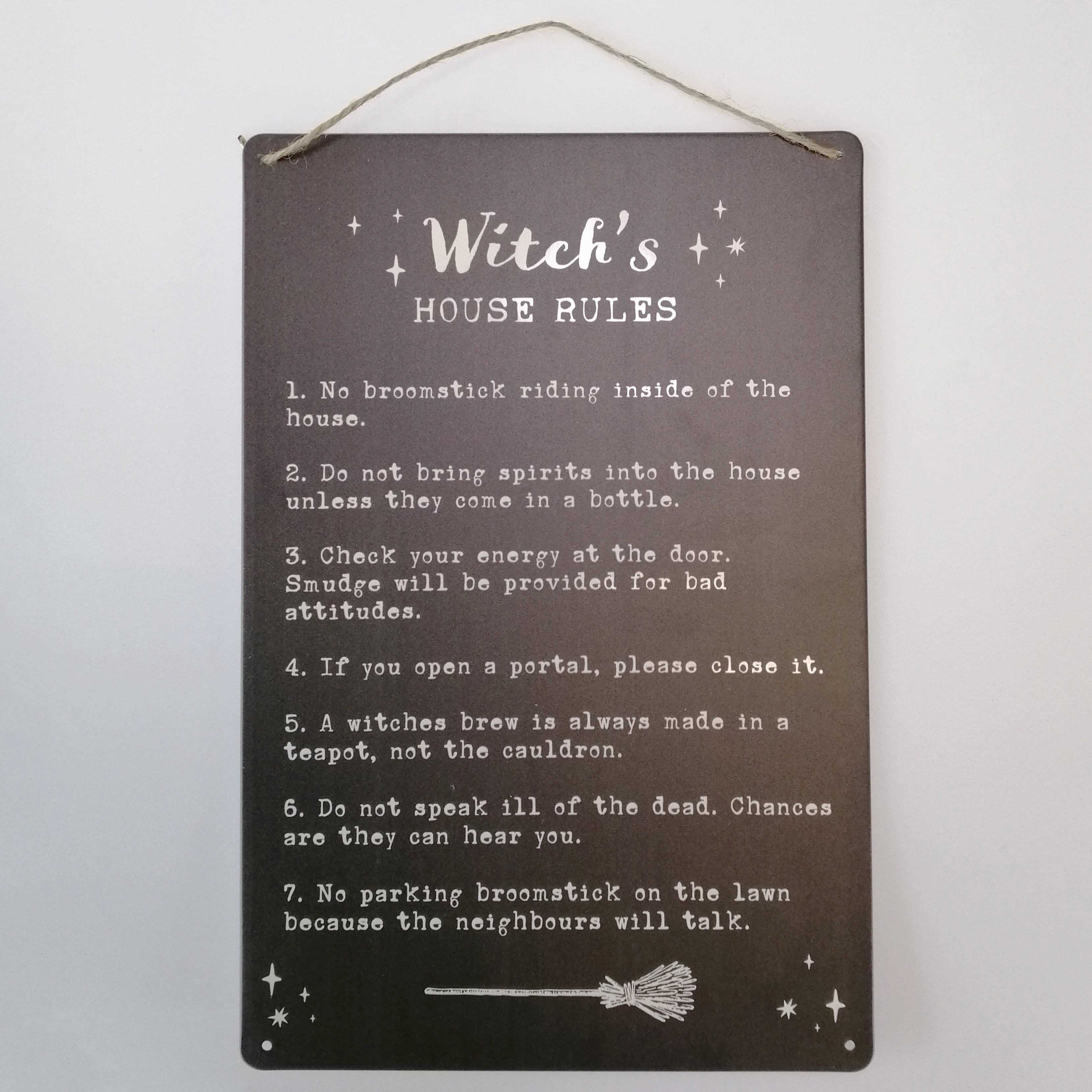 Witch's House Rules' Metal Plaque Sign