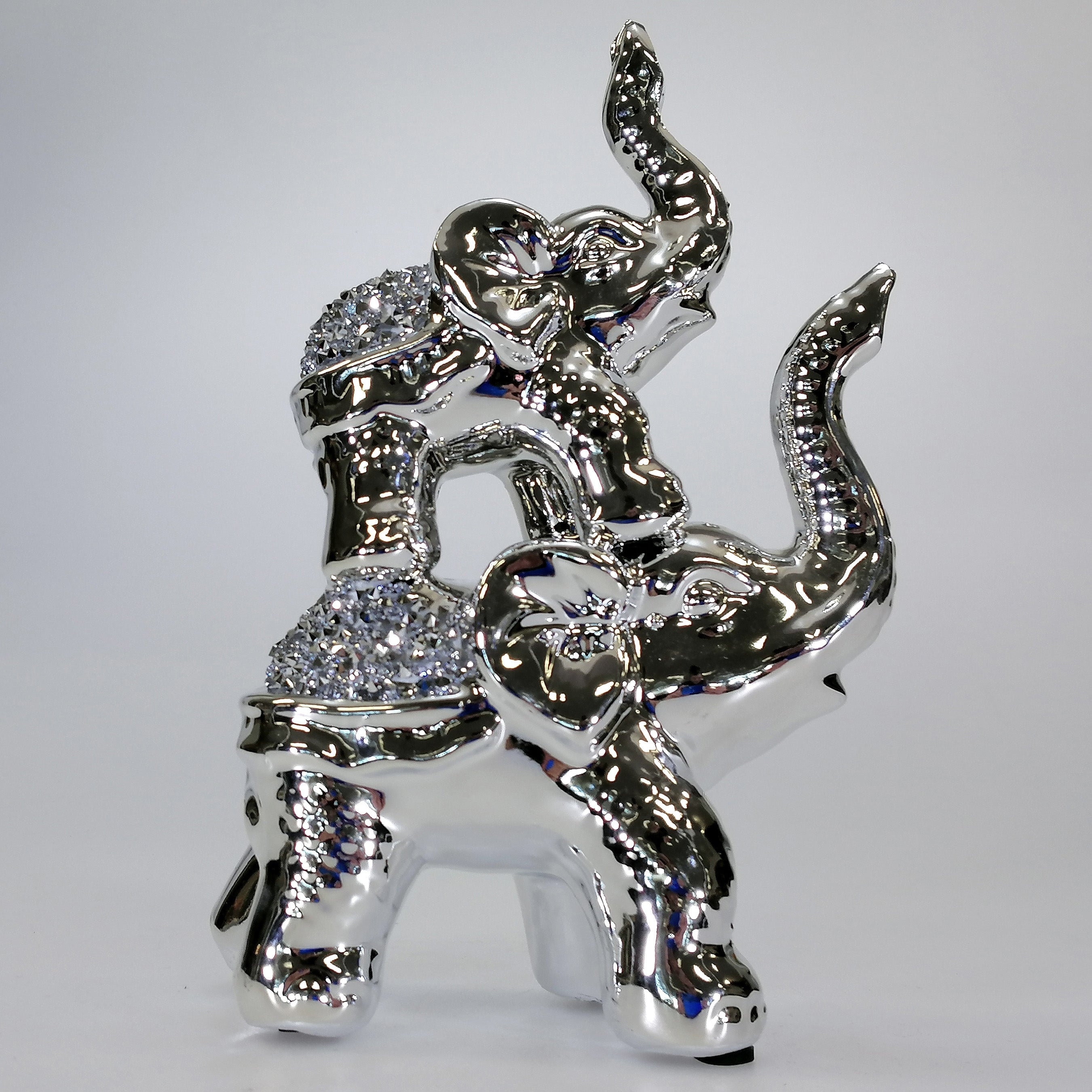 Silver Sparkle Elephants Ornament