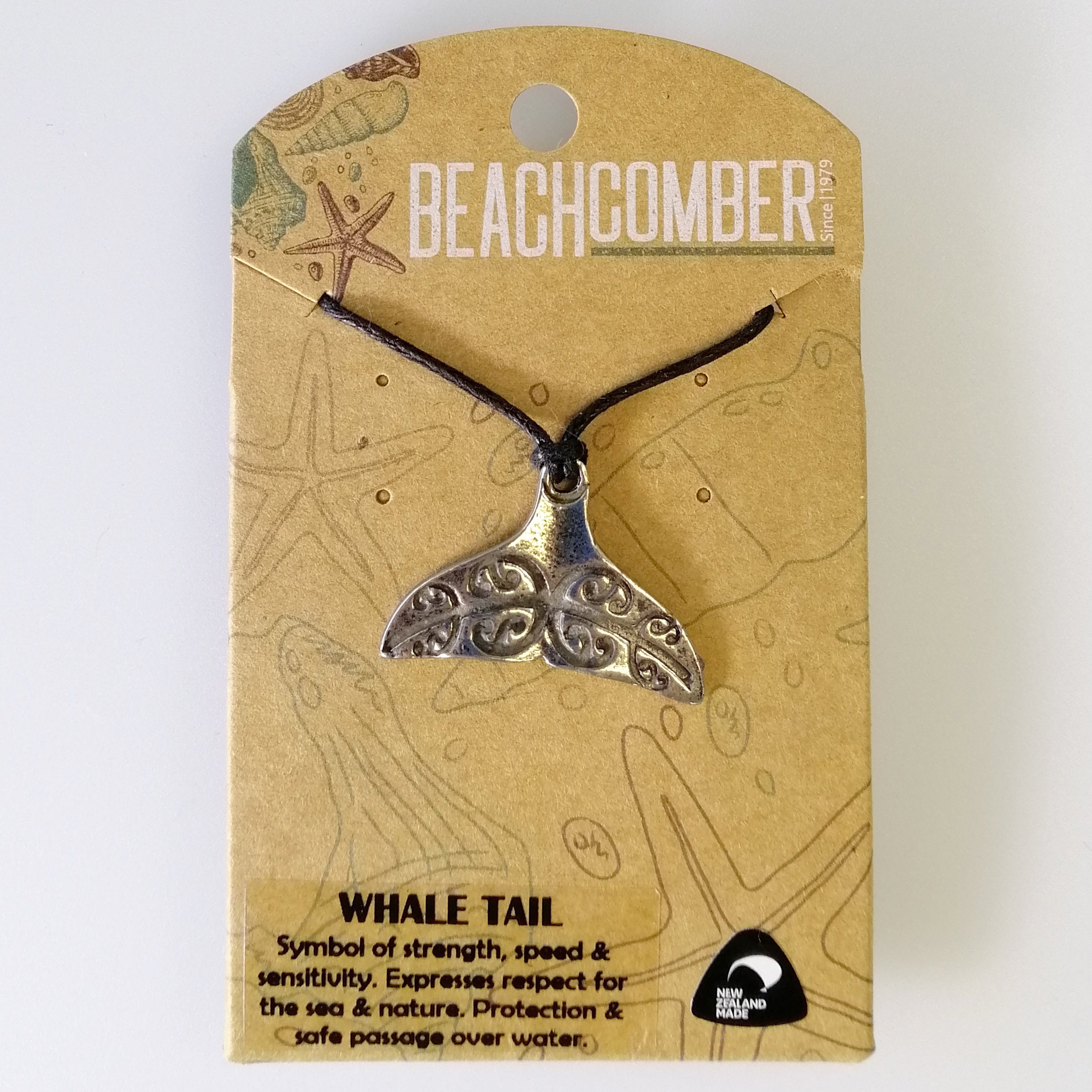 Beachcomber - Pewter Whale Tail Necklace