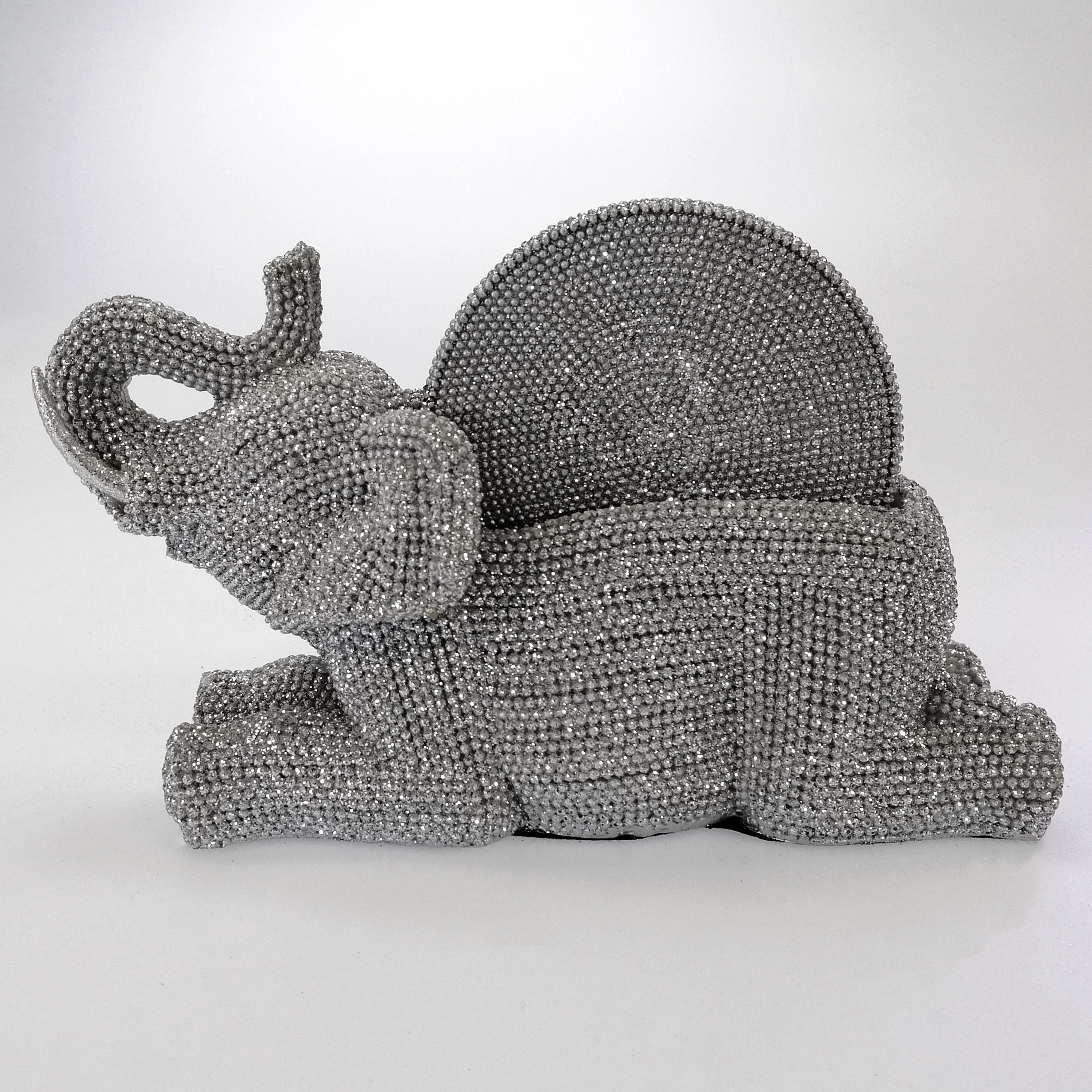 Silver-Look Studded Elephant & Coasters - Set of 4