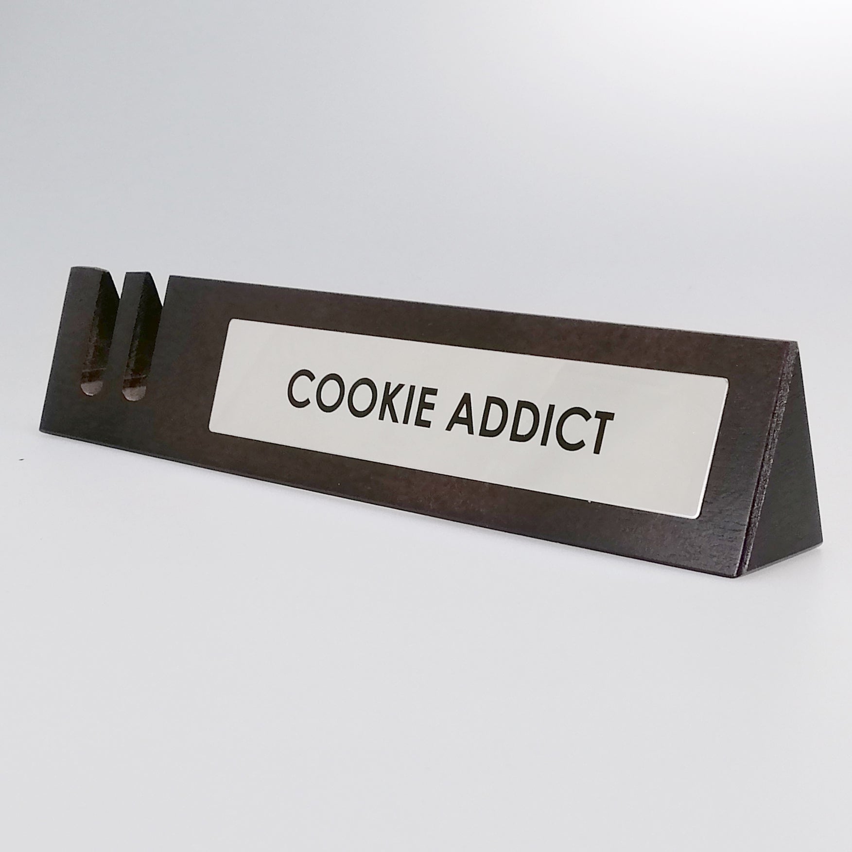 Novelty Desk Sign Plaque & Coaster - 'Cookie Addict'