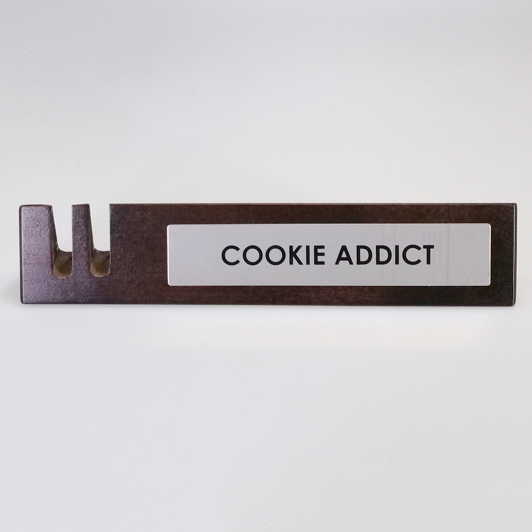 Novelty Desk Sign Plaque & Coaster - 'Cookie Addict'