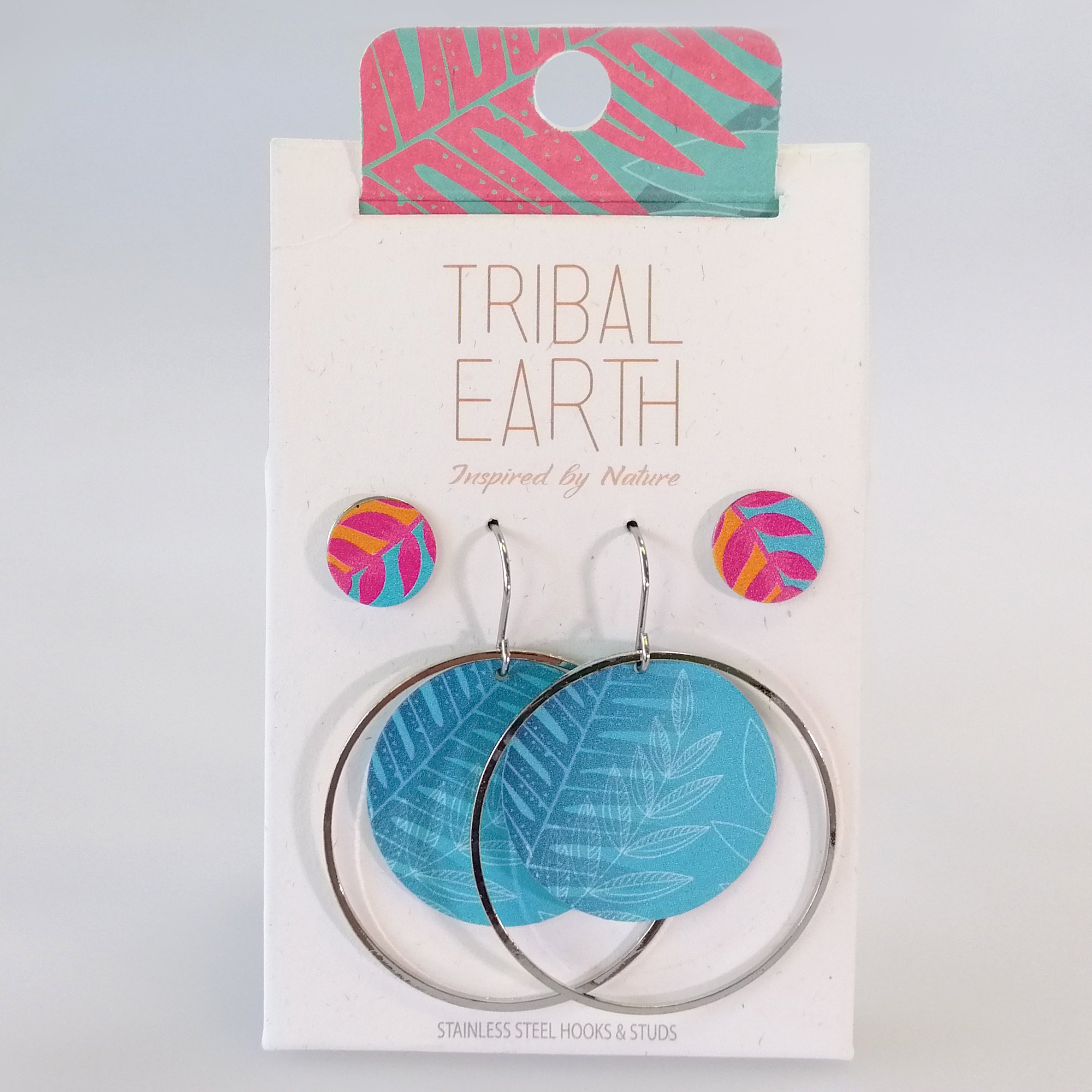 Tribal Earth - Round Ferns Earring Set
